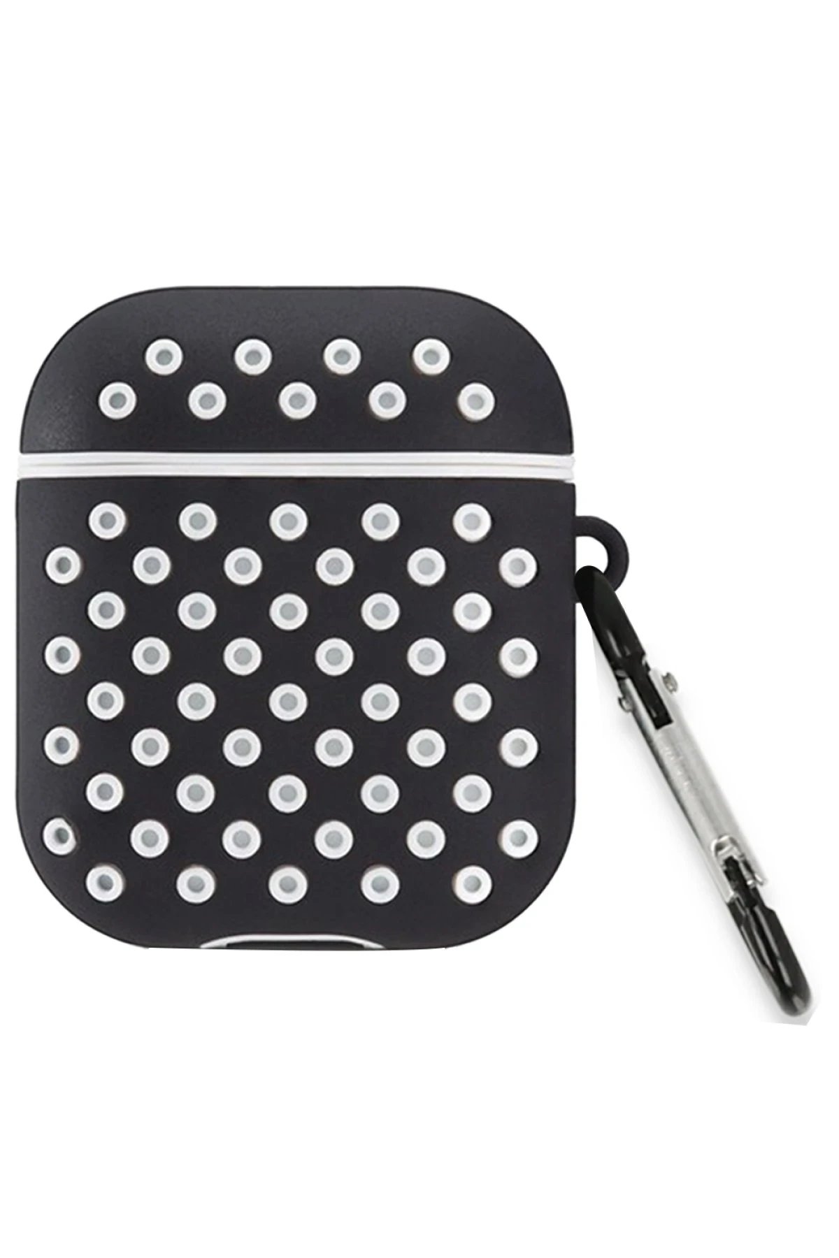Airpods 2 (2.nesil) Spor Delikli Kılıf - Siyah-Beyaz-(5796)