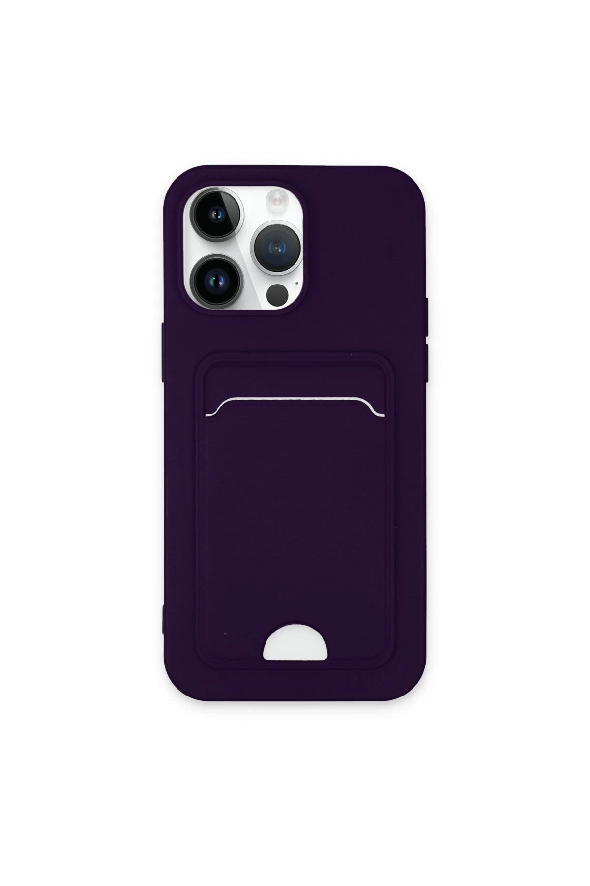 iPhone 14 Pro Kılıf Kelvin Kartvizitli Silikon - Derin Mor-(5796)
