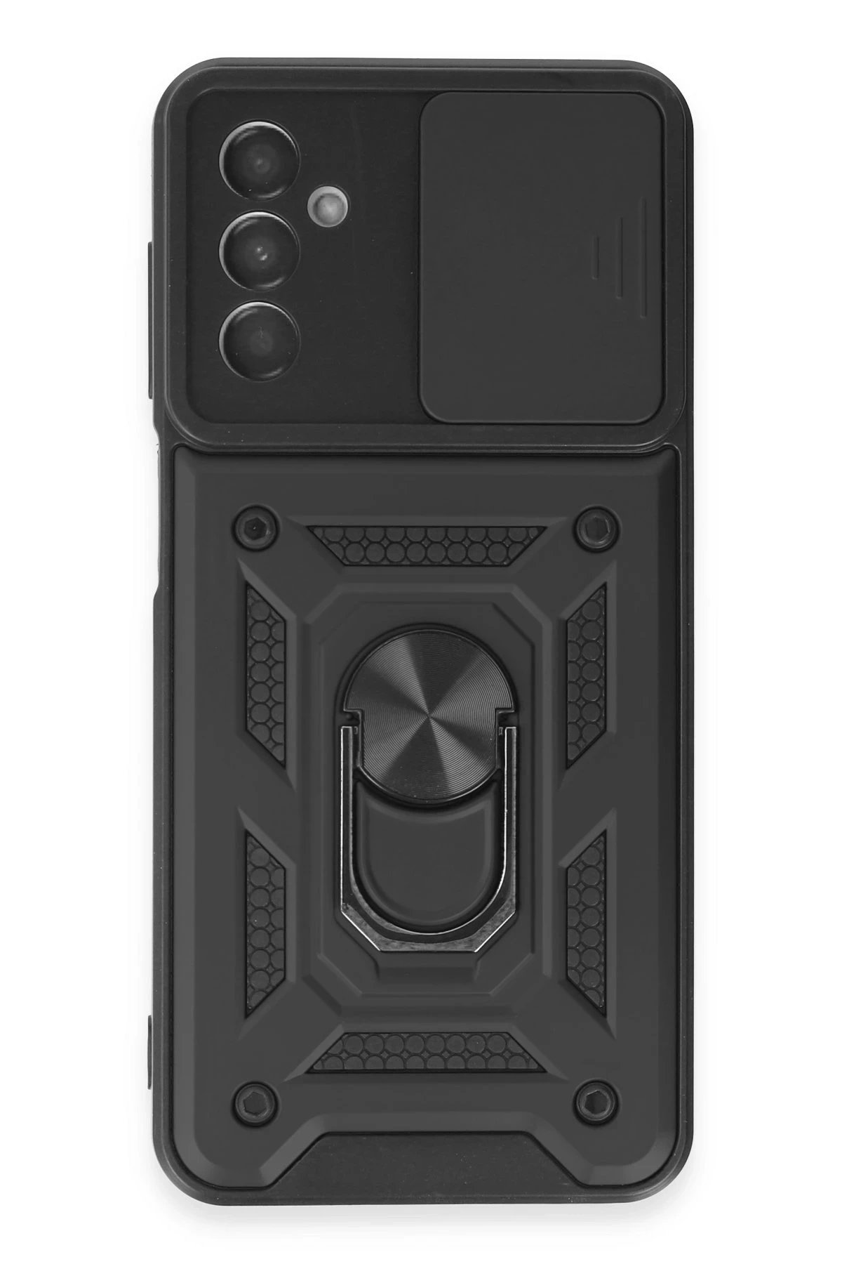 Samsung Galaxy A14 4G Kılıf Pars Lens Yüzüklü Silikon - Siyah-(5796)