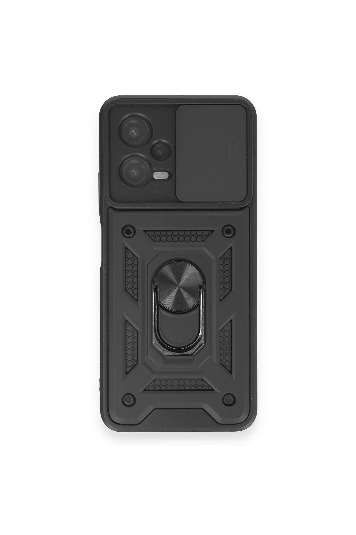 Xiaomi Redmi Note 12 4G Kılıf Pars Lens Yüzüklü Silikon - Siyah-(5796)