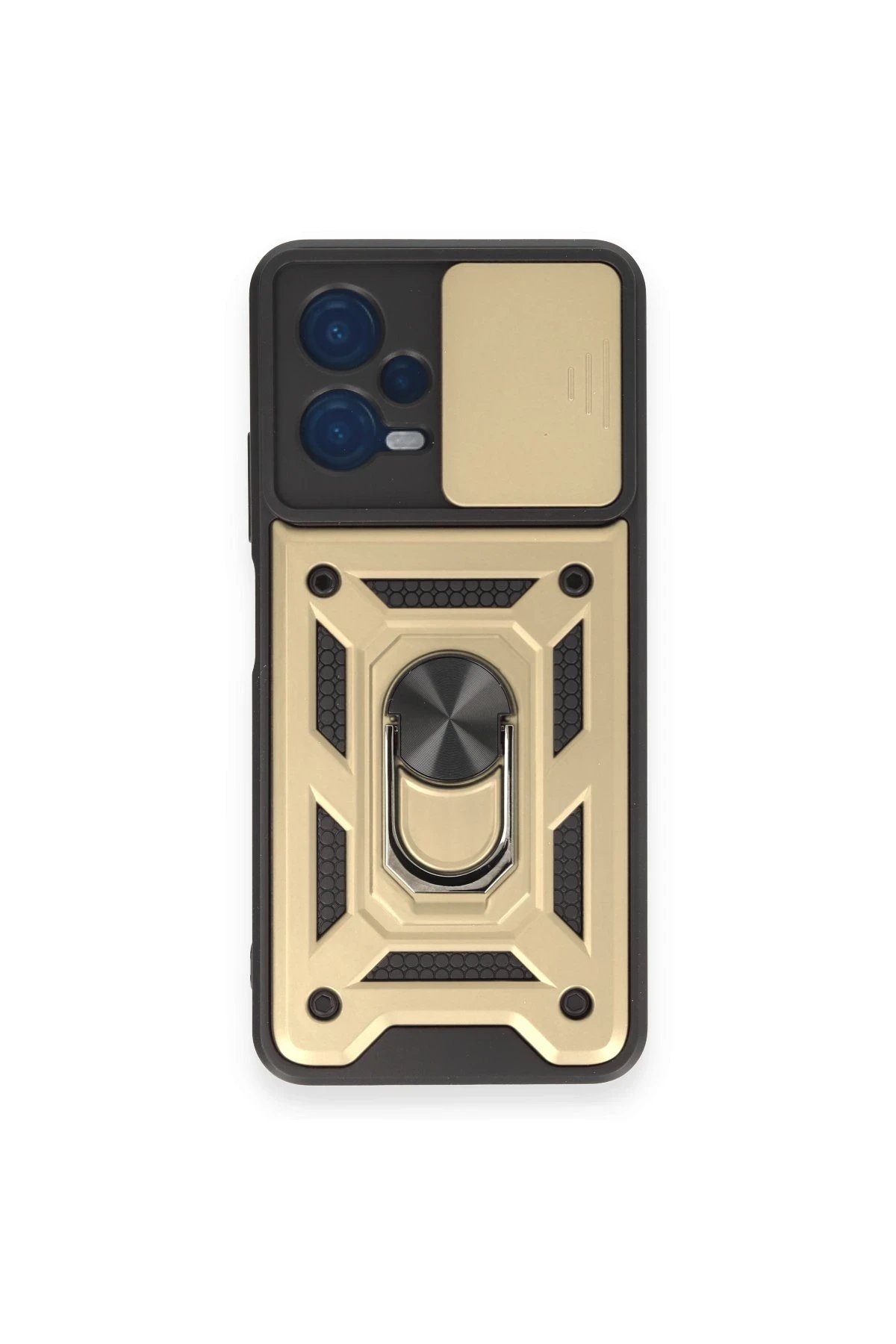 Xiaomi Redmi Note 12 4G Kılıf Pars Lens Yüzüklü Silikon - Gold-(5796)