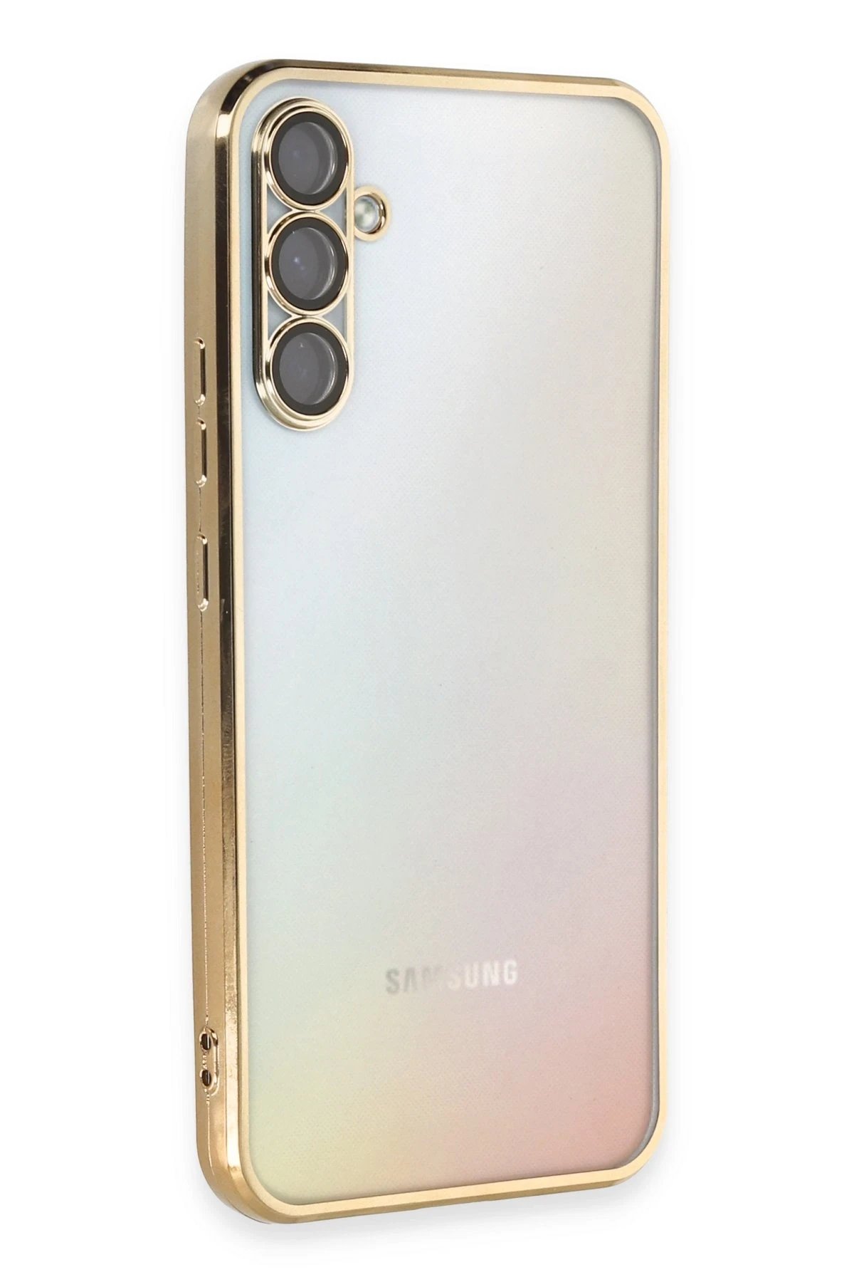 Samsung Galaxy A54 5G Kılıf Lensli Silikon - Gold-(5796)