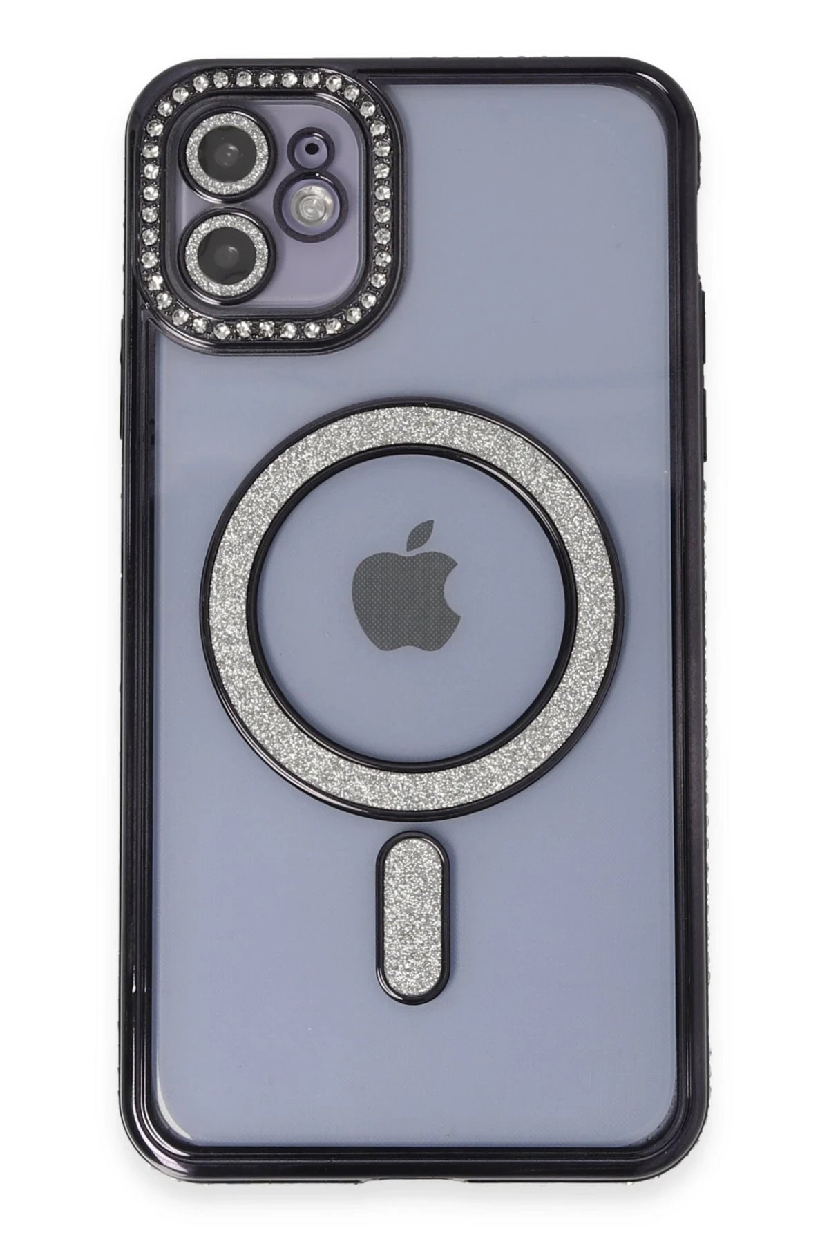 iPhone 11 Kılıf Joke Simli Magneticsafe Kılıf - Siyah-(5796)