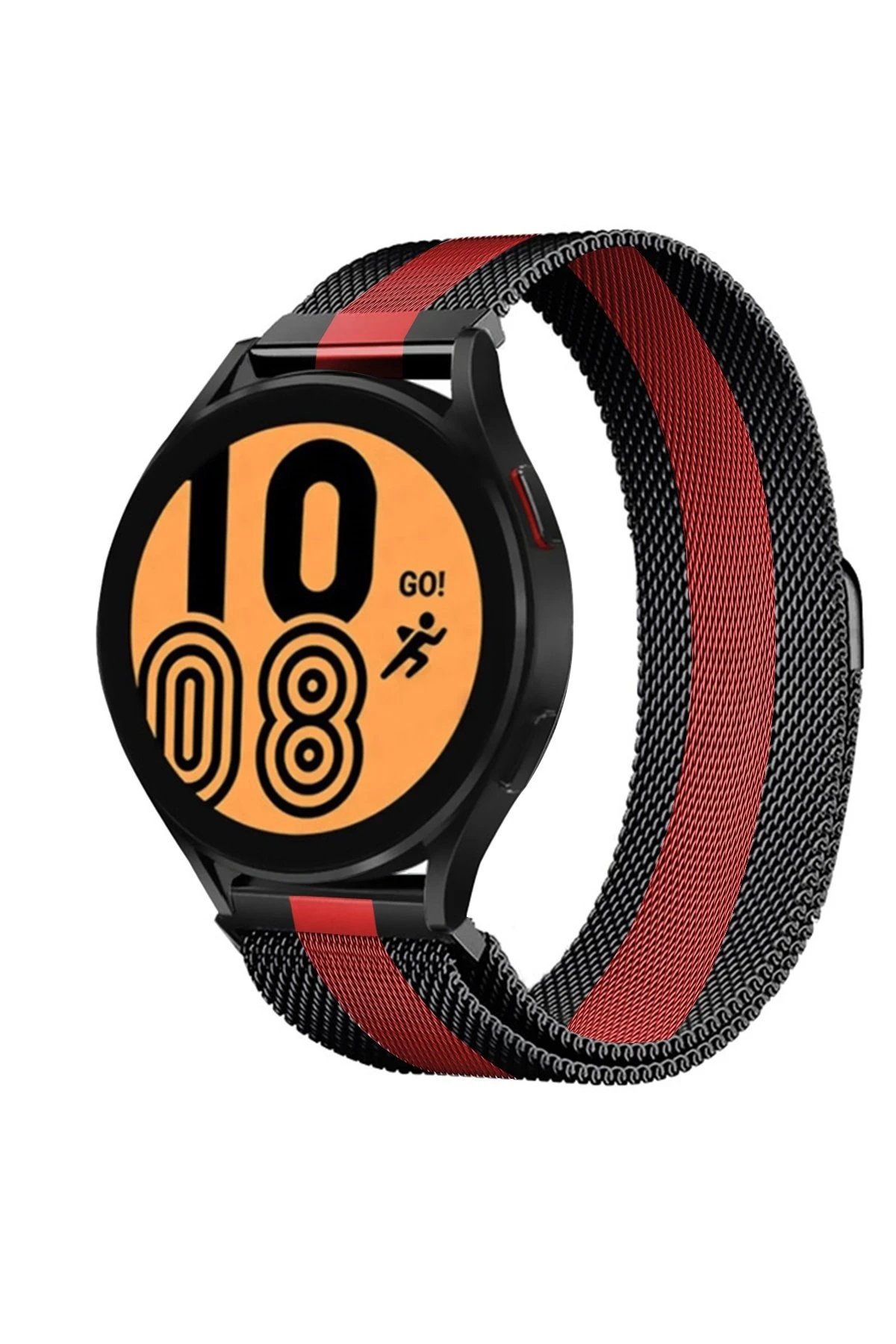 Watch 20mm Metal Mıknatıslı Kordon - Siyah-Kırmızı-(5796)