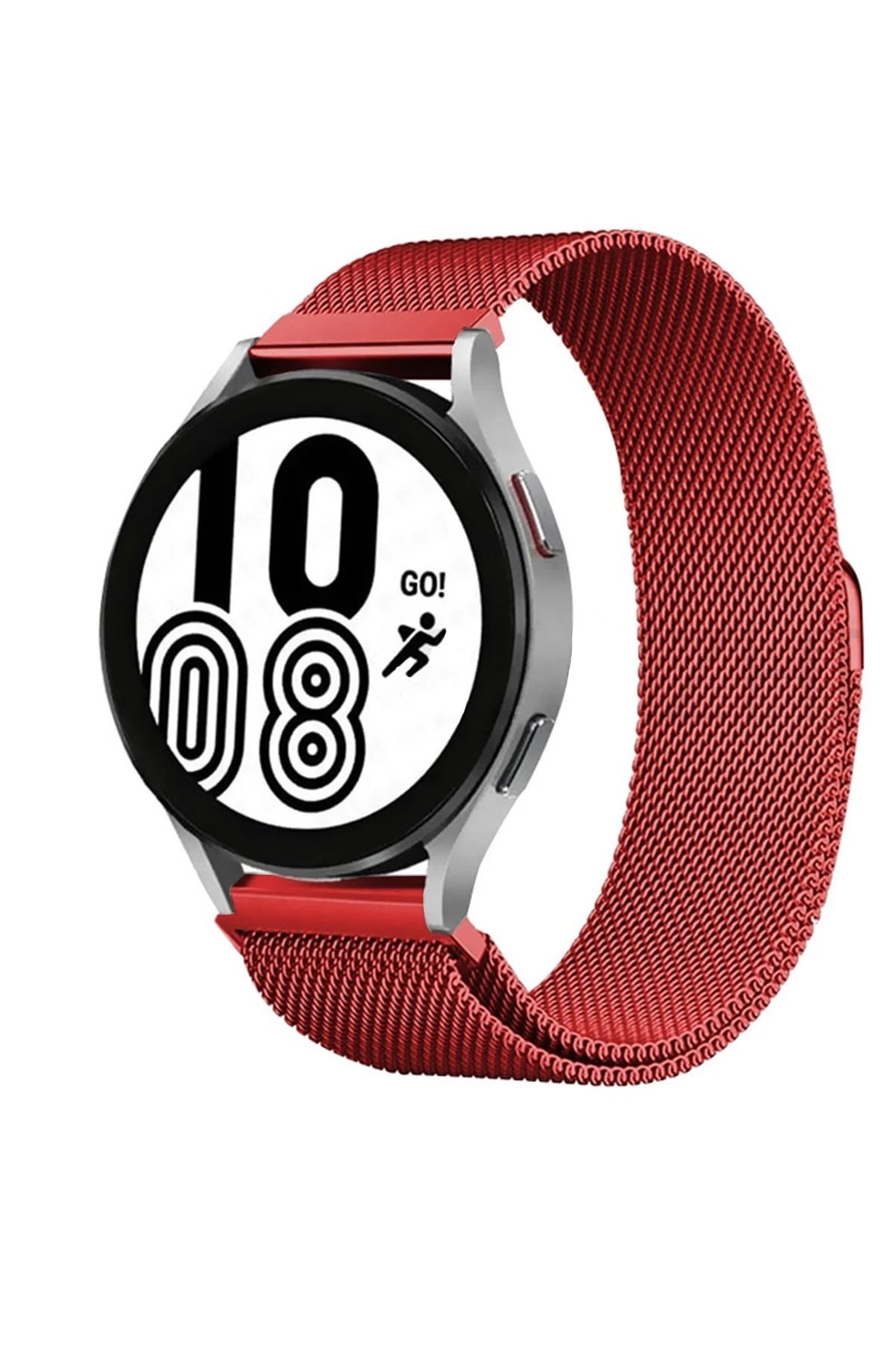 Samsung Galaxy Watch 4 Metal Mıknatıslı Kordon - Kırmızı-(5796)