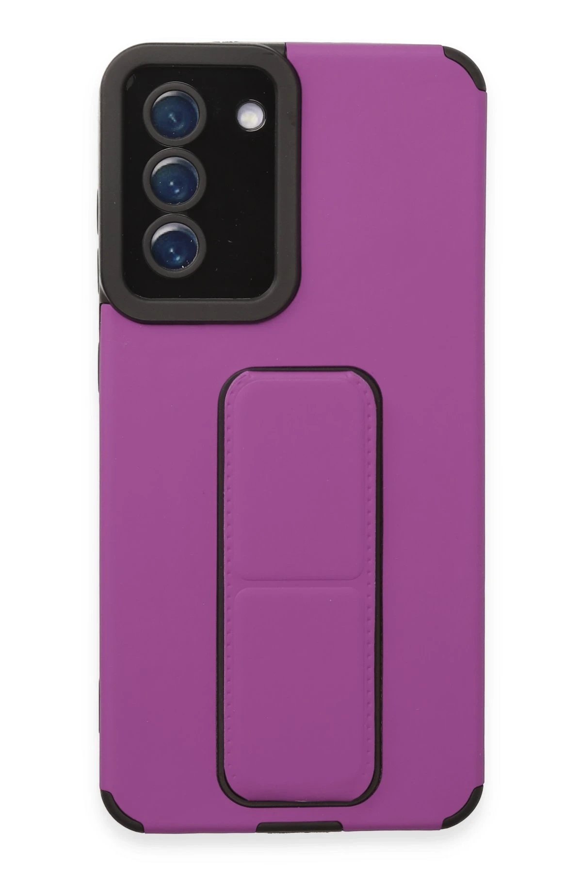 Samsung Galaxy S21 FE Kılıf Mega Standlı Silikon - Mor-(5796)