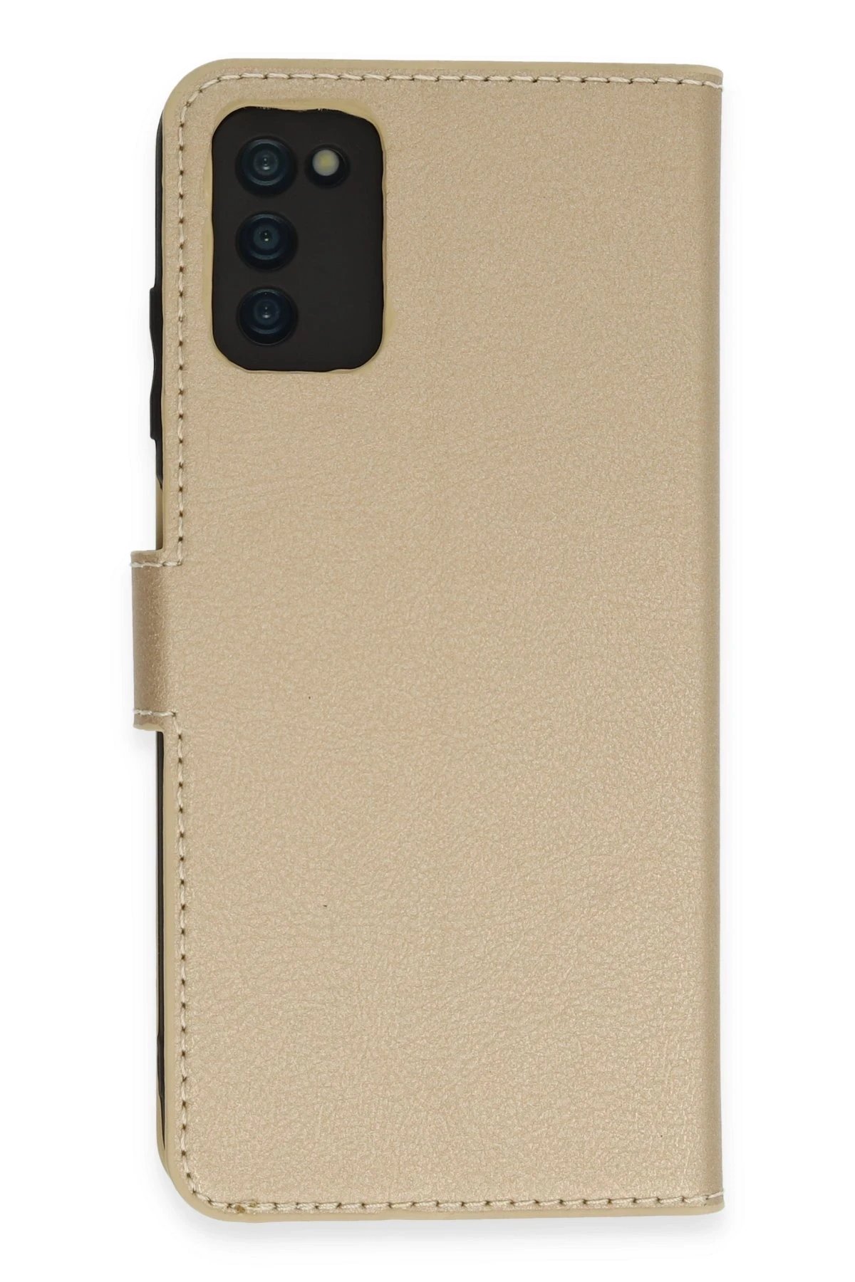 Samsung Galaxy A03S Kılıf Trend S Plus Kapaklı Kılıf - Gold-(5796)