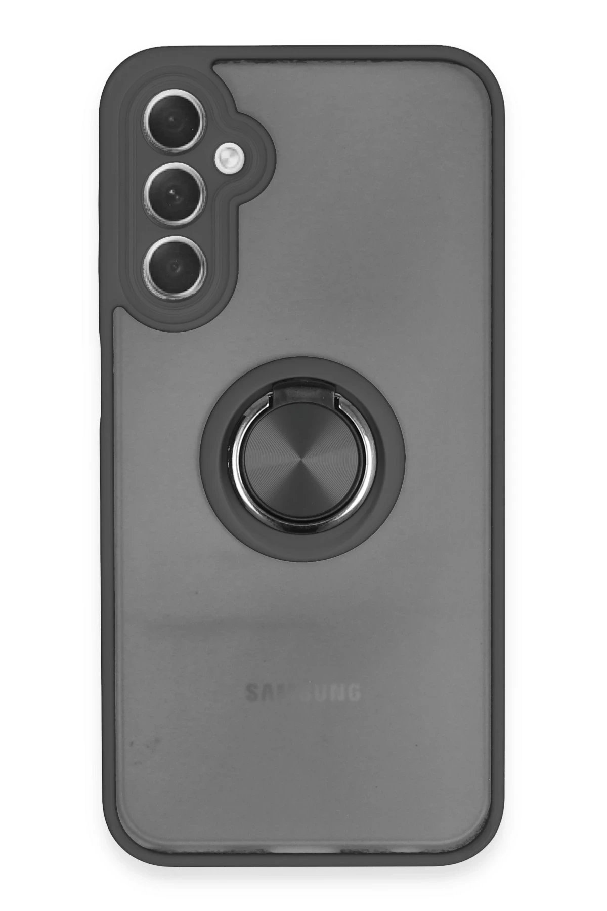 Samsung Galaxy A24 4G Kılıf Montreal Yüzüklü Silikon Kapak - Siyah-(5796)