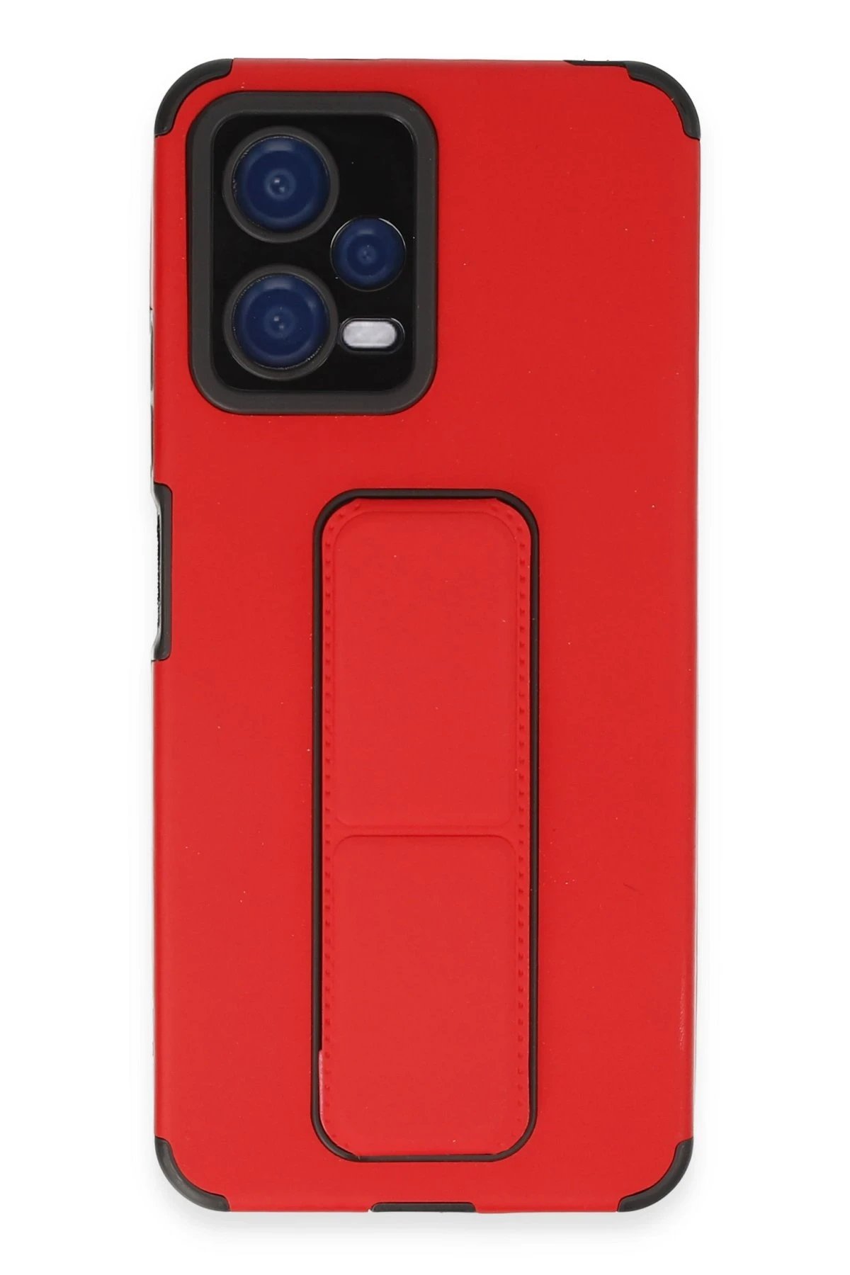 Xiaomi Poco X5 5G Kılıf Mega Standlı Silikon - Kırmızı-(5796)