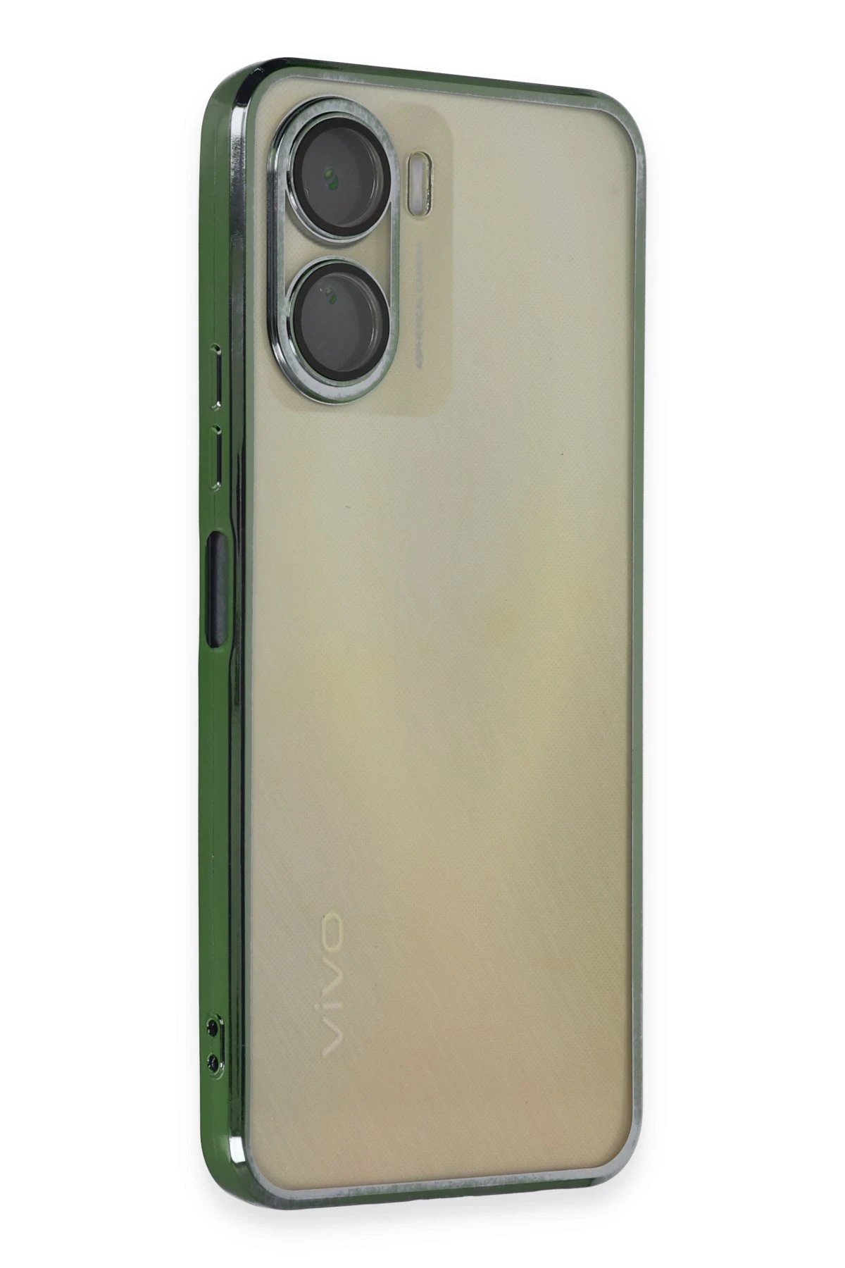 Vivo Y16 Kılıf Lensli Silikon - Yeşil-(5796)