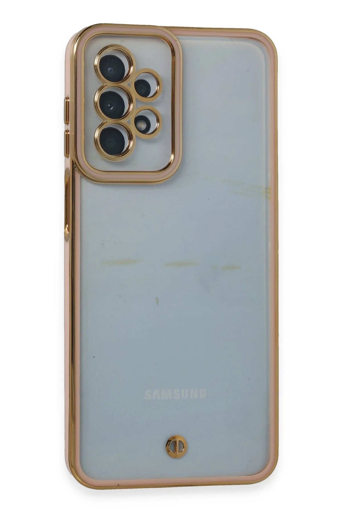 Samsung Galaxy A23 4G Kılıf Liva Lens Silikon - Pudra-(5796)