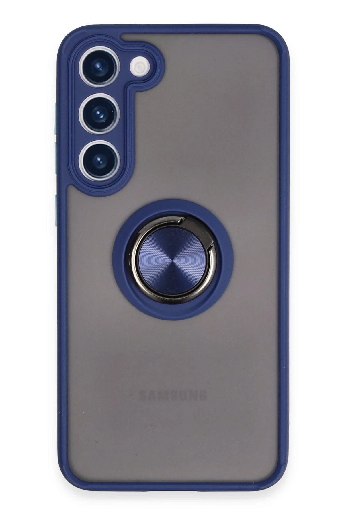 Samsung Galaxy S23 Plus Kılıf Montreal Yüzüklü Silikon Kapak - Lacivert-(5796)