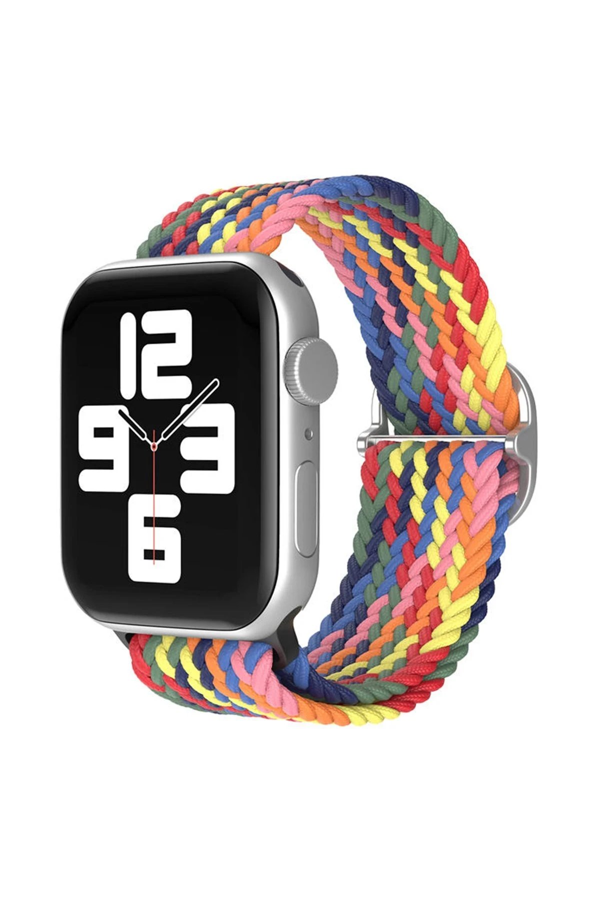 Apple Watch 38mm Star Kordon - Siyah-Kırmızı-Sarı-(5796)