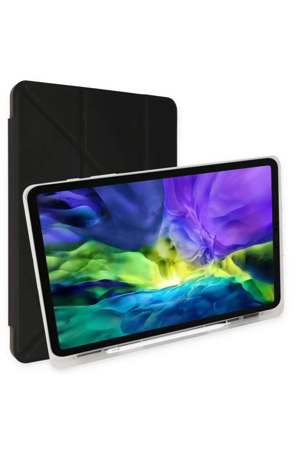 Huawei MatePad SE Kılıf Kalemlikli Mars Tablet Kılıfı - Siyah-(5796)