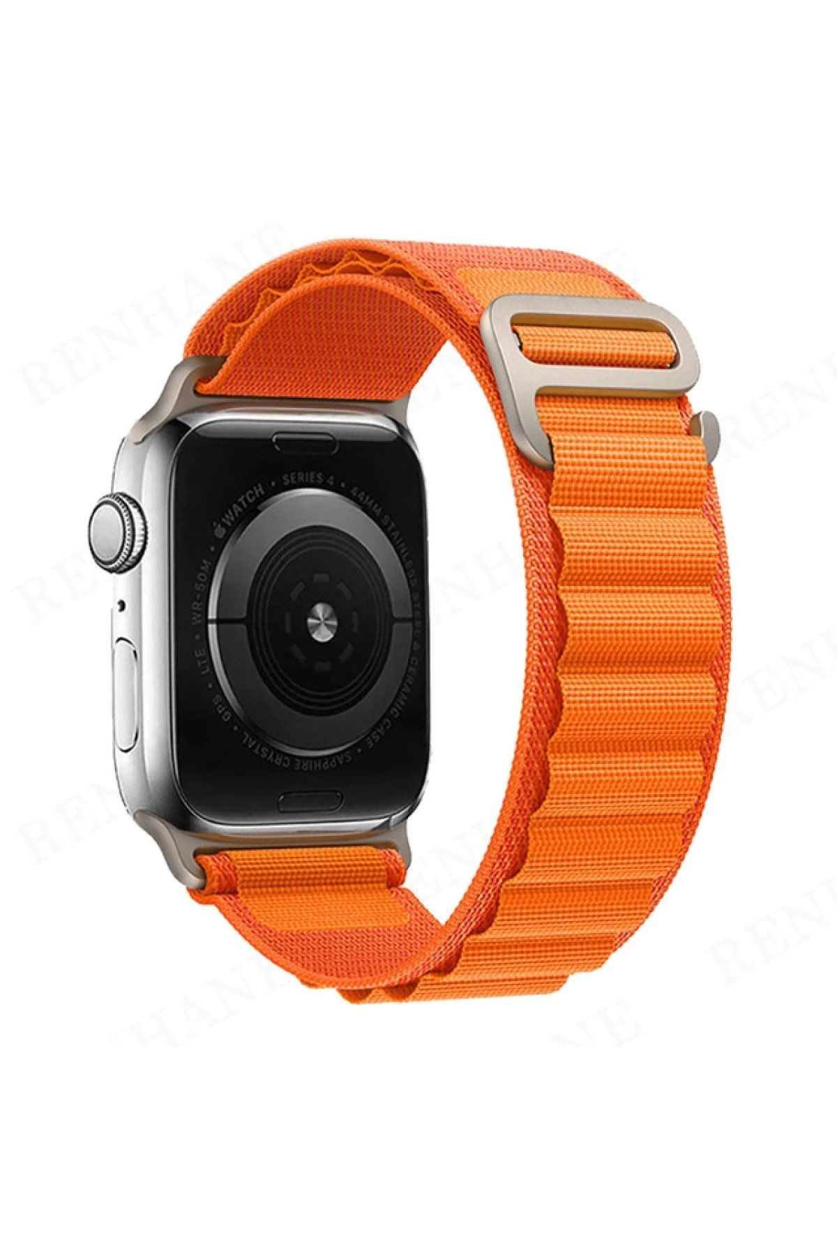 Apple Watch 38mm Mountain Kordon - Siyah-Turuncu-(5796)