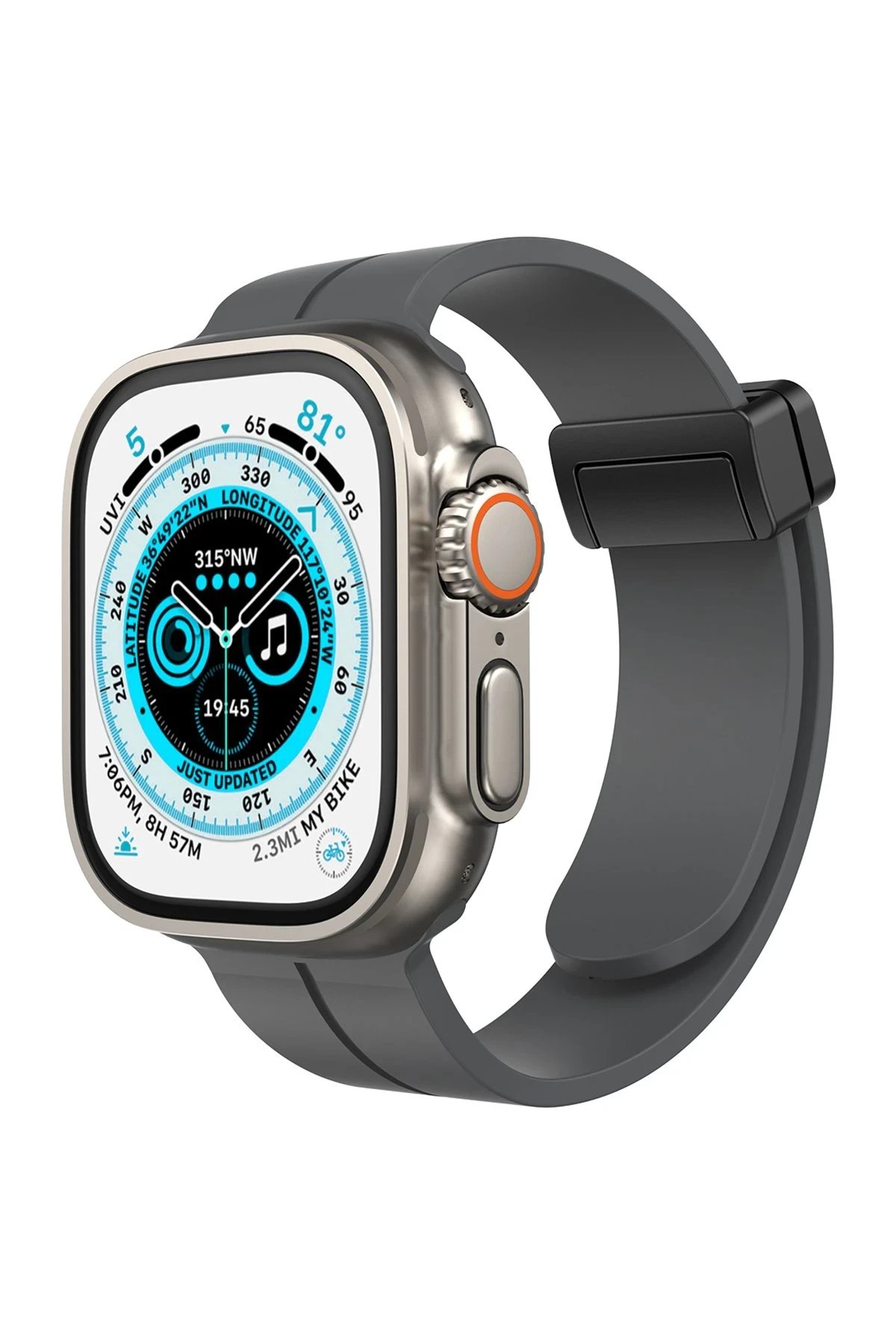 Apple Watch 38mm KR412 Elegance Stylısh Kordon - Füme-(5796)