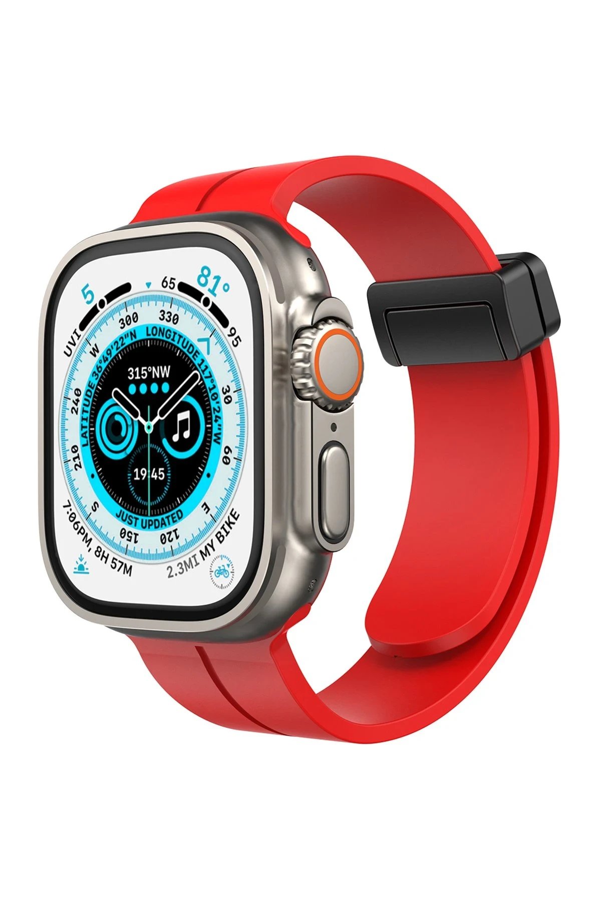 Apple Watch 38mm KR412 Elegance Stylısh Kordon - Kırmızı-(5796)