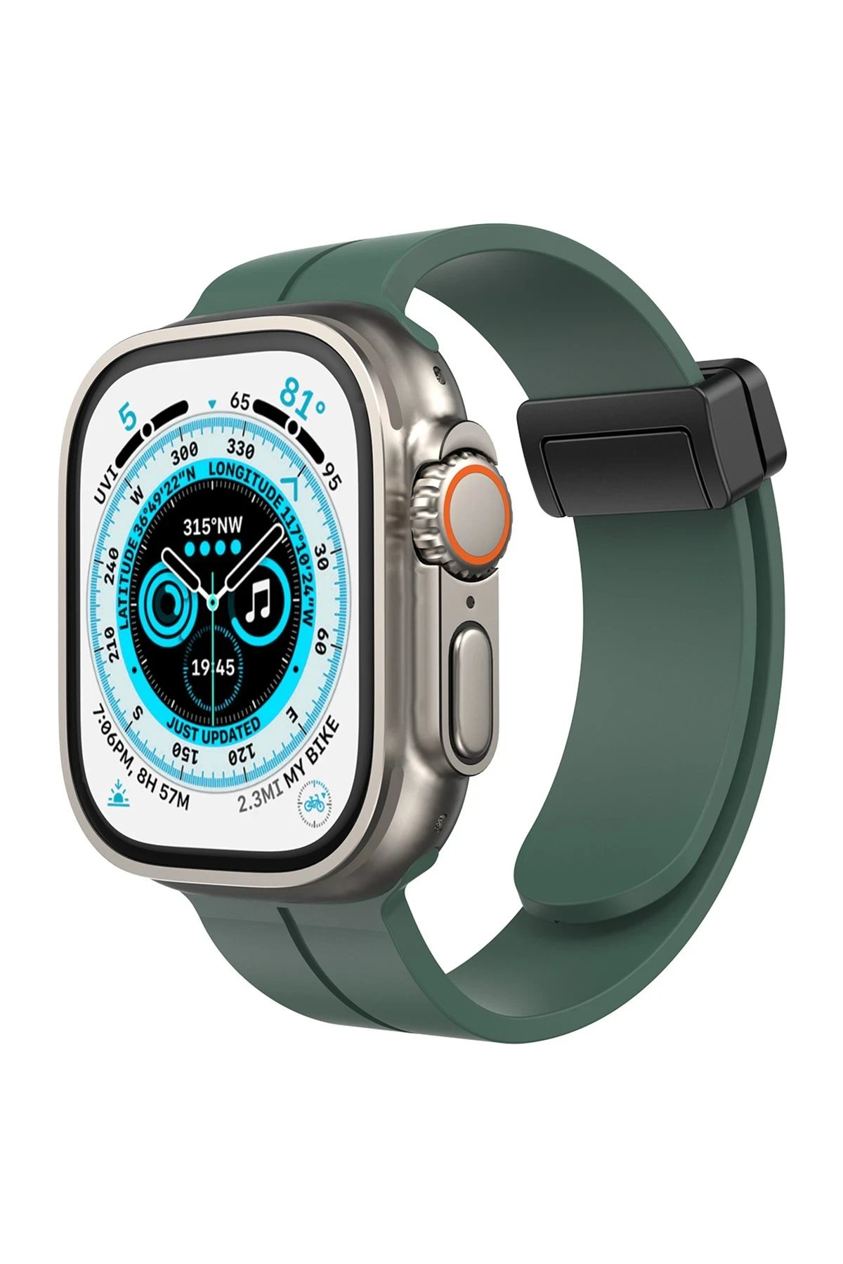 Apple Watch 38mm KR412 Elegance Stylısh Kordon - Koyu Yeşil-(5796)