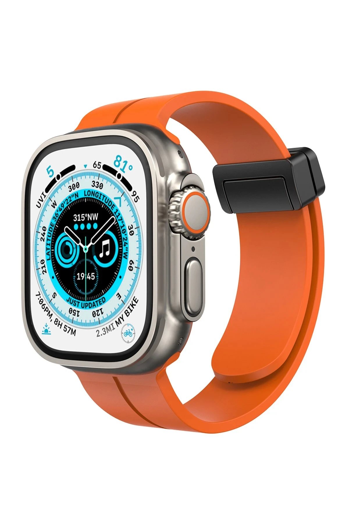 Apple Watch 42mm KR412 Elegance Stylısh Kordon - Turuncu-(5796)
