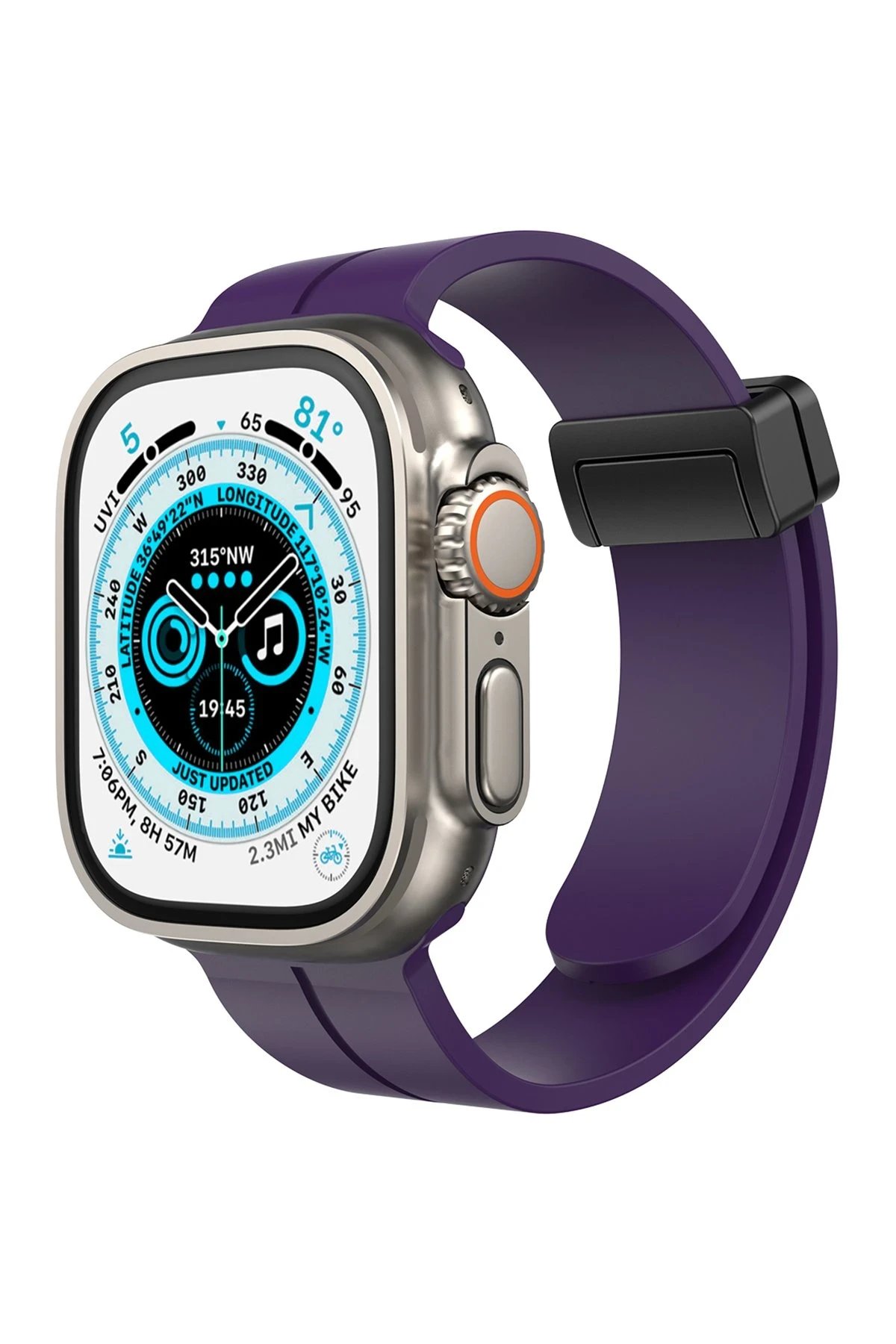 Apple Watch 42mm KR412 Elegance Stylısh Kordon - Derin Mor-(5796)