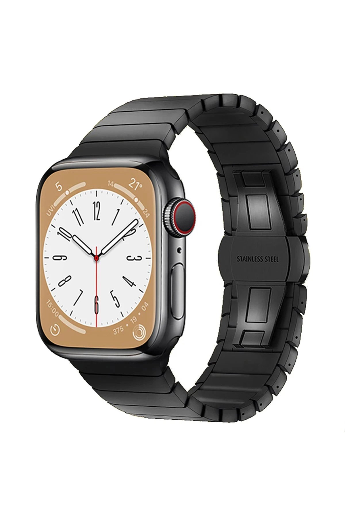 Apple Watch 38mm KR413 Fine Steel Kordon - Siyah-(5796)