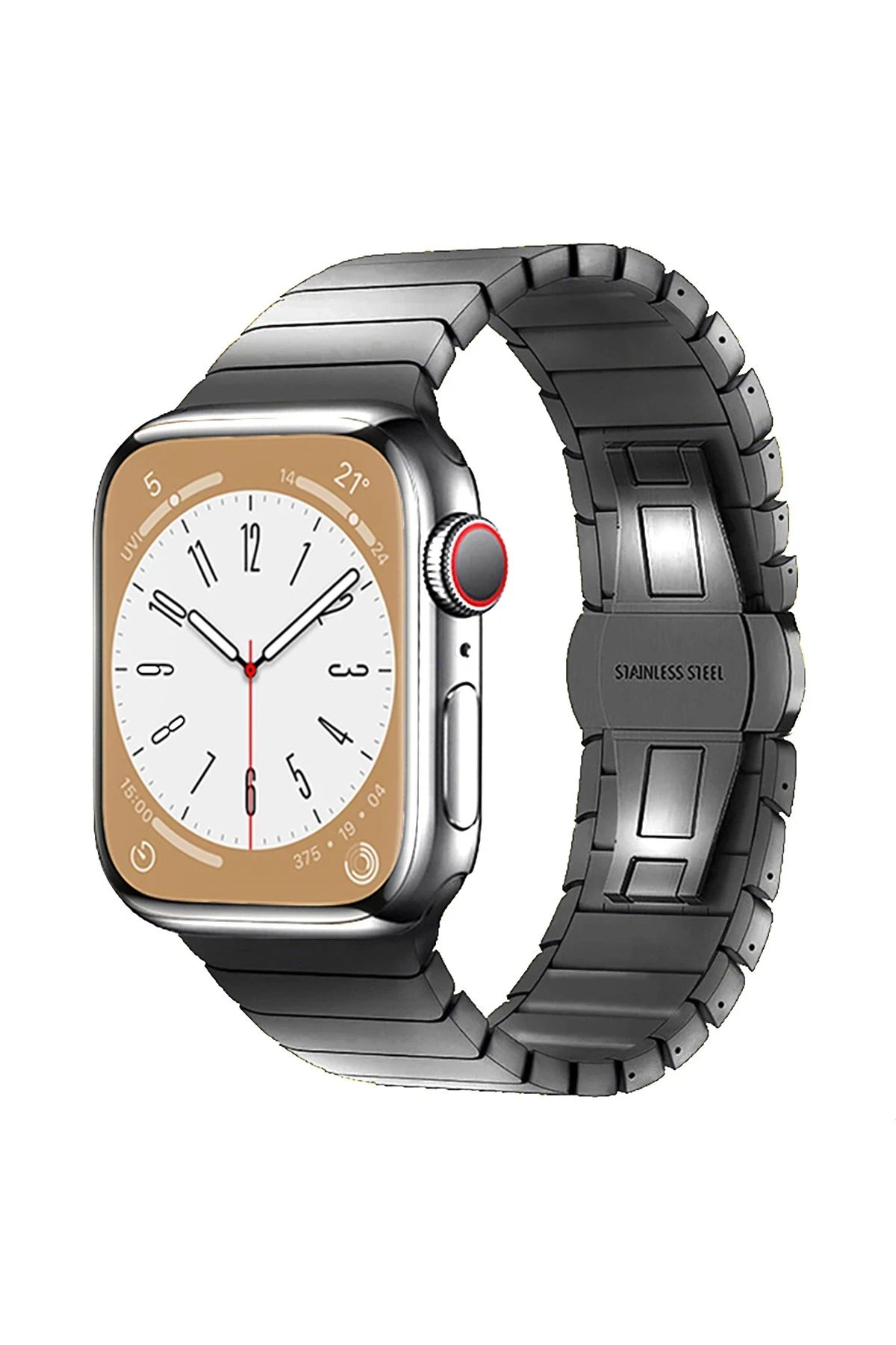 Apple Watch 38mm KR413 Fine Steel Kordon - Füme-(5796)