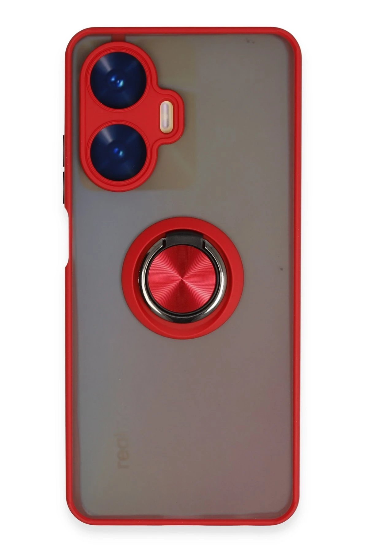 Realme C55 Kılıf Montreal Yüzüklü Silikon Kapak - Kırmızı-(5796)