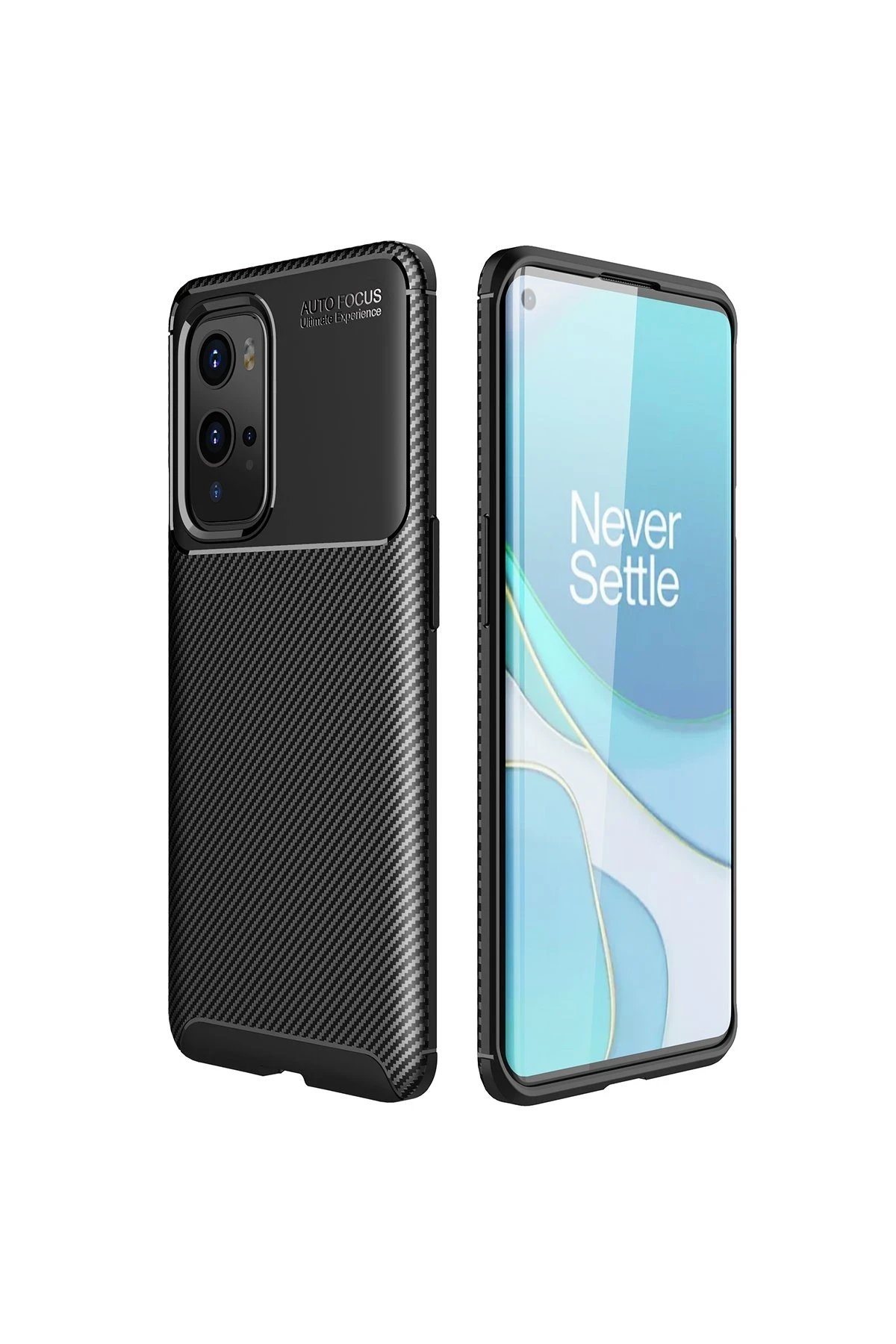 One Plus 9 Pro Kılıf Auto Focus Karbon Kapak - Siyah-(5796)