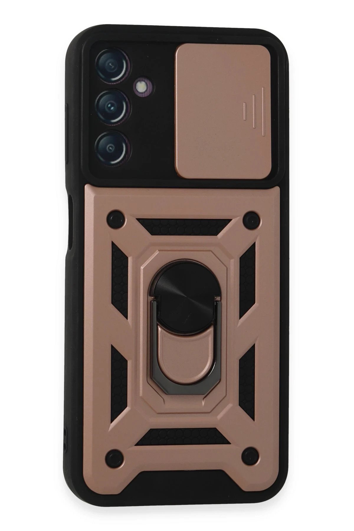 Samsung Galaxy A14 4G Kılıf Pars Lens Yüzüklü Silikon - Rose Gold-(5796)