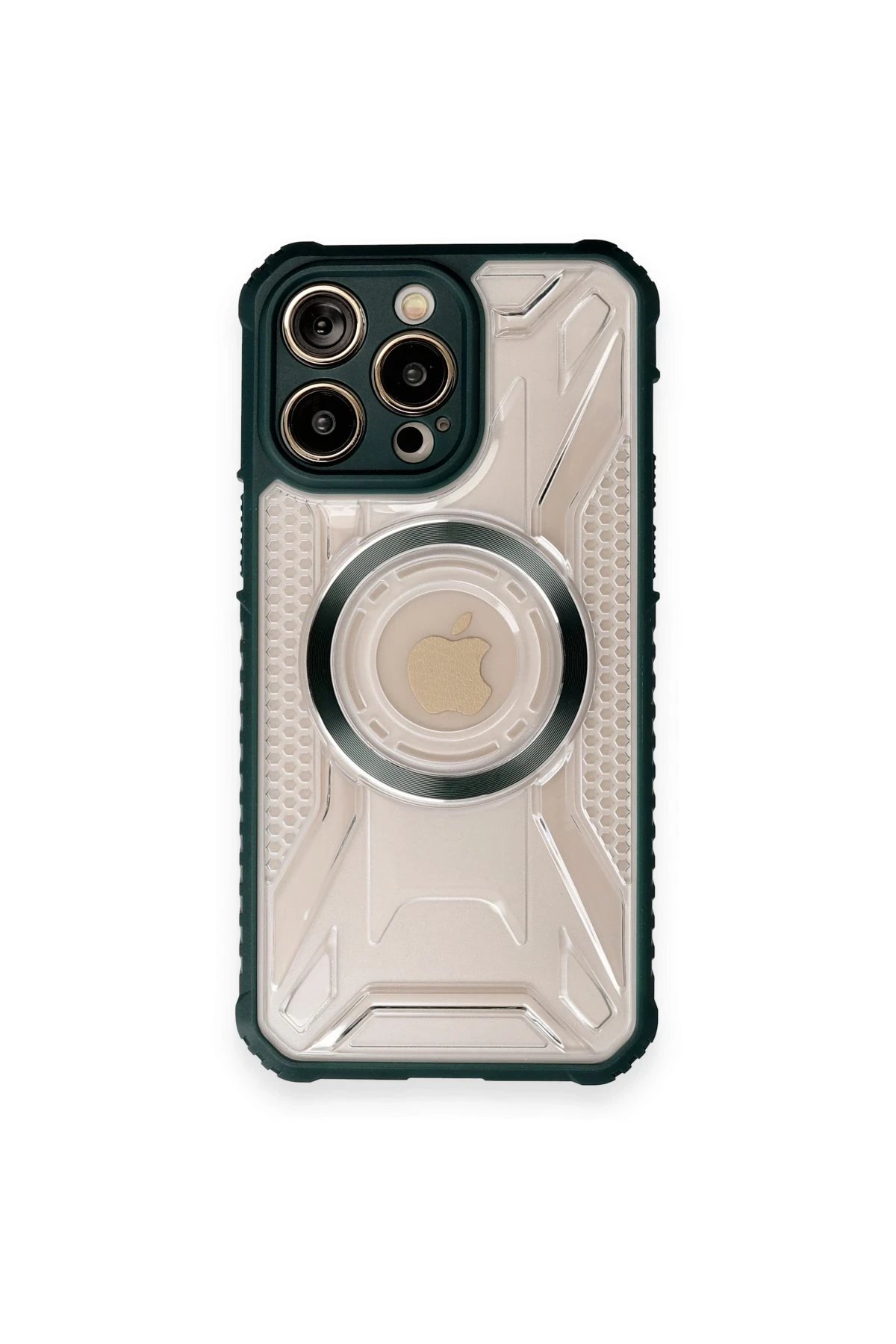iPhone 12 Pro Max Kılıf Prag Magneticsafe Kapak - Koyu Yeşil-(5796)