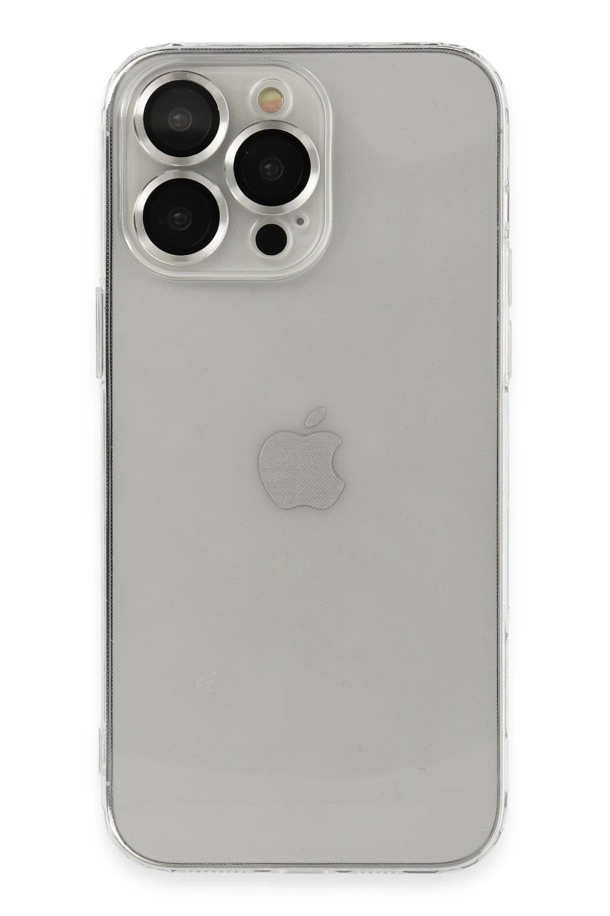 iPhone 13 Pro Max Kılıf Luko Lens Silikon - Gümüş-(5796)