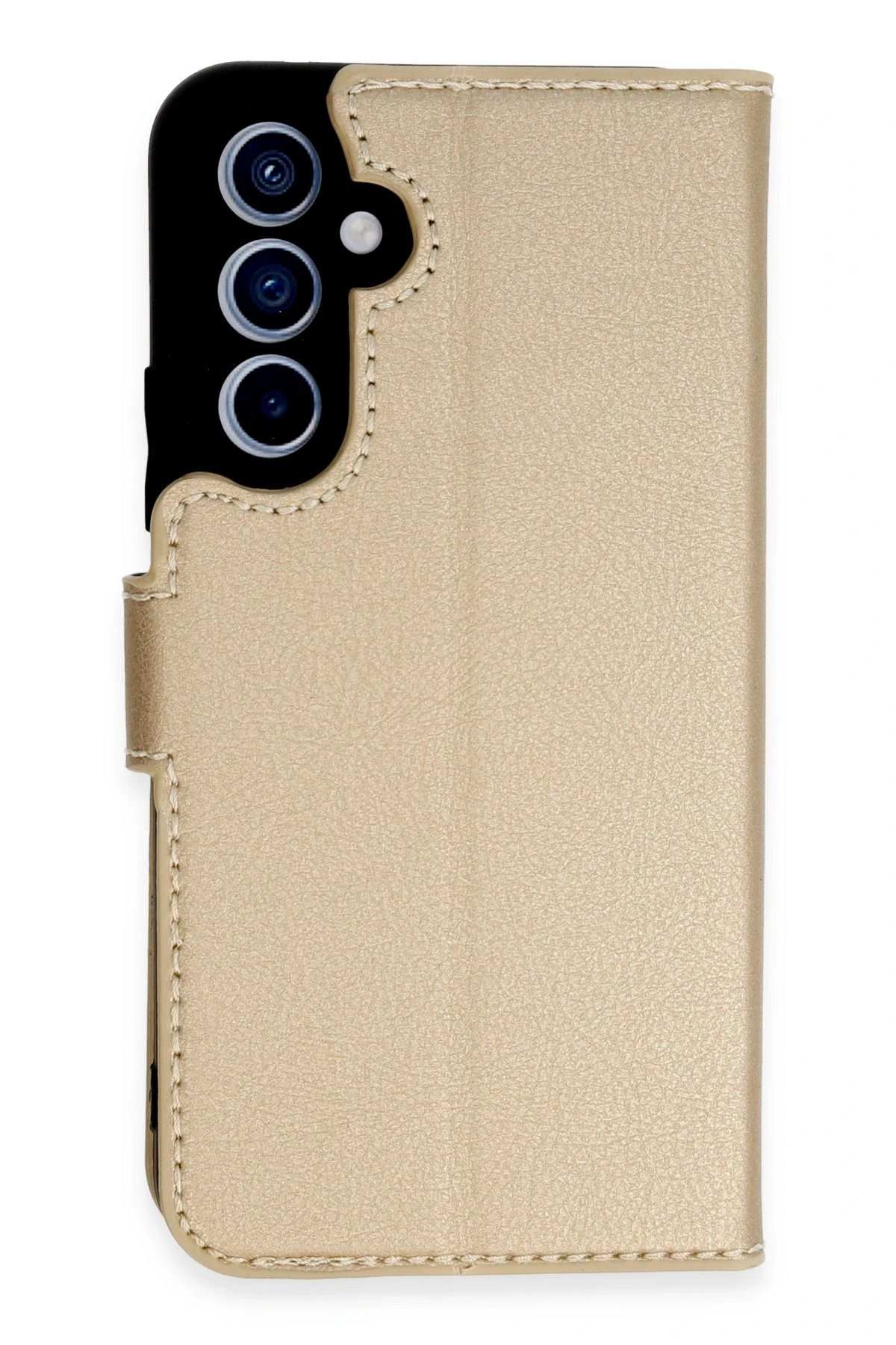 Samsung Galaxy A54 5G Kılıf Trend S Plus Kapaklı Kılıf - Gold-(5796)