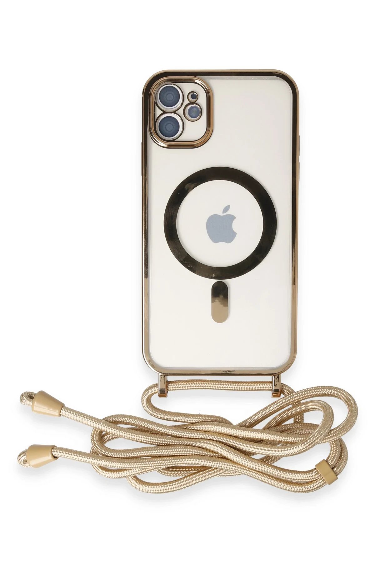 iPhone 11 Kılıf Divo Lazer Askılı Magsafe Kapak - Gold-(5796)