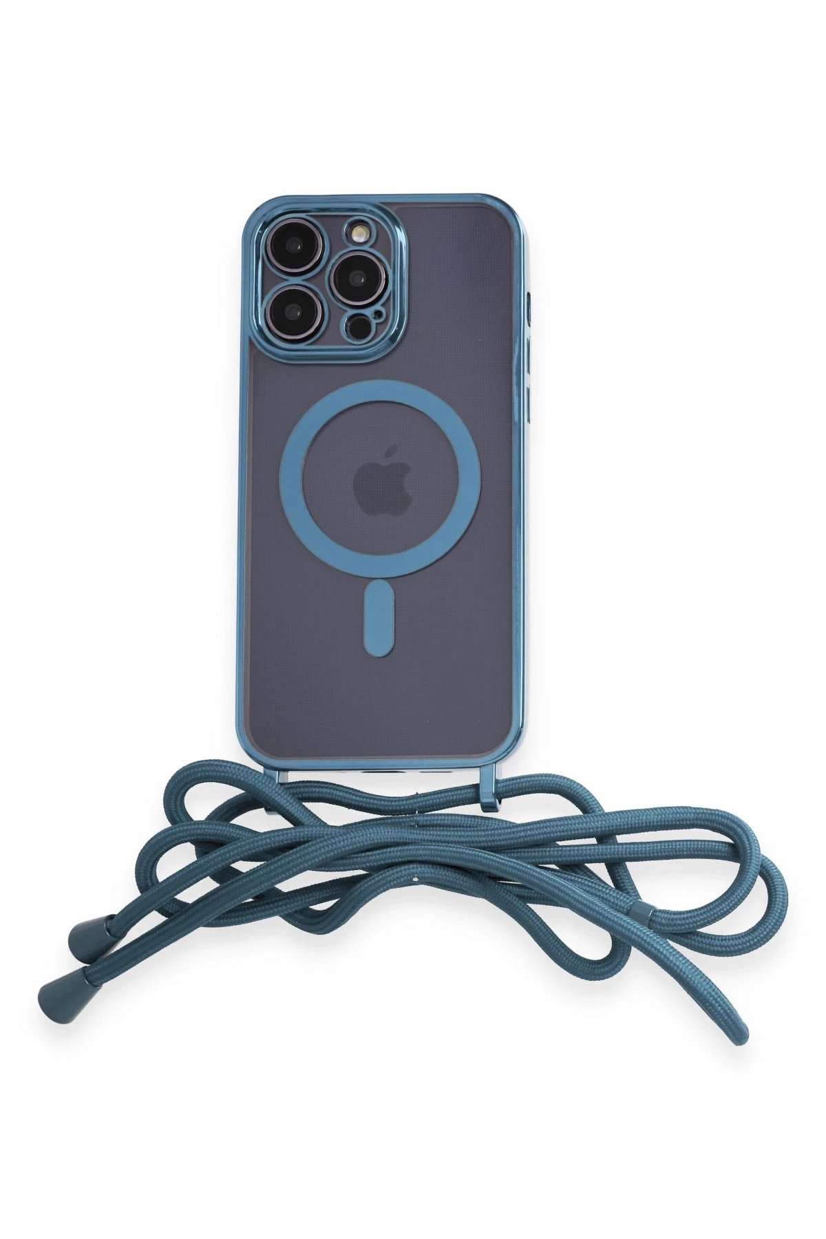 iPhone 12 Pro Kılıf Divo Lazer Askılı Magsafe Kapak - Sierra Blue-(5796)