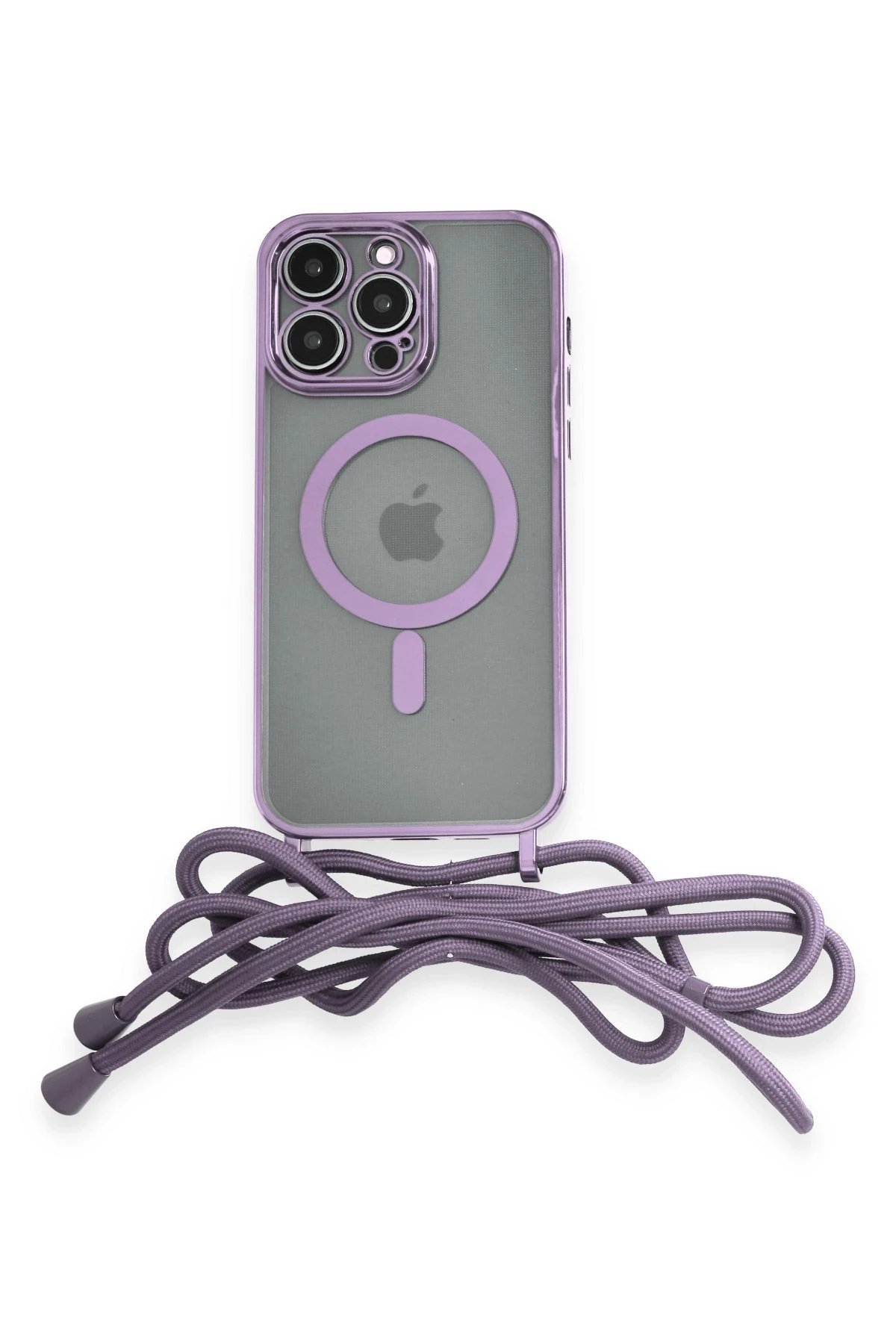 iPhone 12 Pro Max Kılıf Divo Lazer Askılı Magsafe Kapak - Lila-(5796)