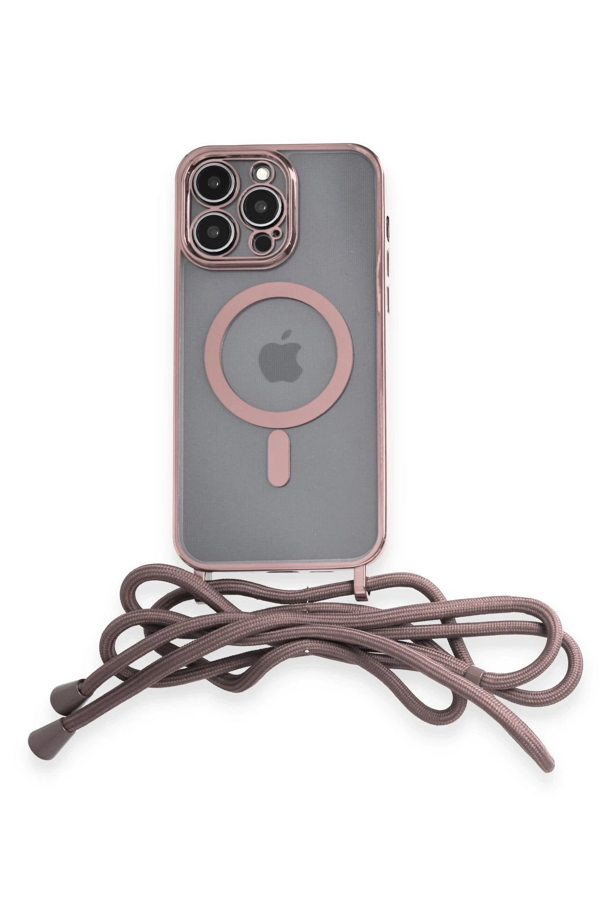 iPhone 13 Pro Max Kılıf Divo Lazer Askılı Magsafe Kapak - Pembe-(5796)