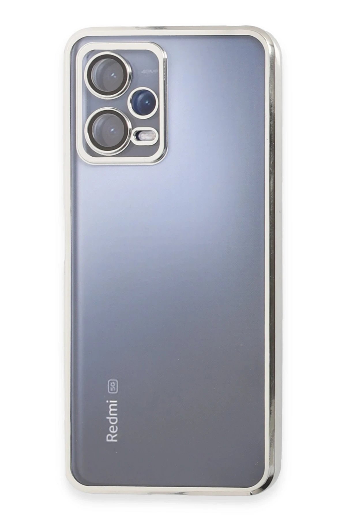 Xiaomi Redmi Note 12 5G Kılıf Lensli Silikon - Gümüş-(5796)