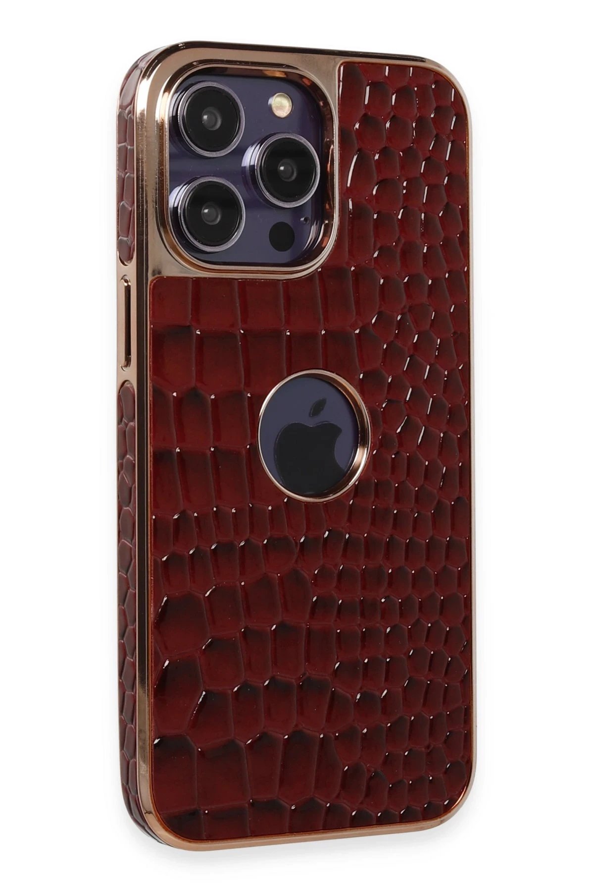 iPhone 14 Pro Kılıf Snake Kapak - Bordo-(5796)
