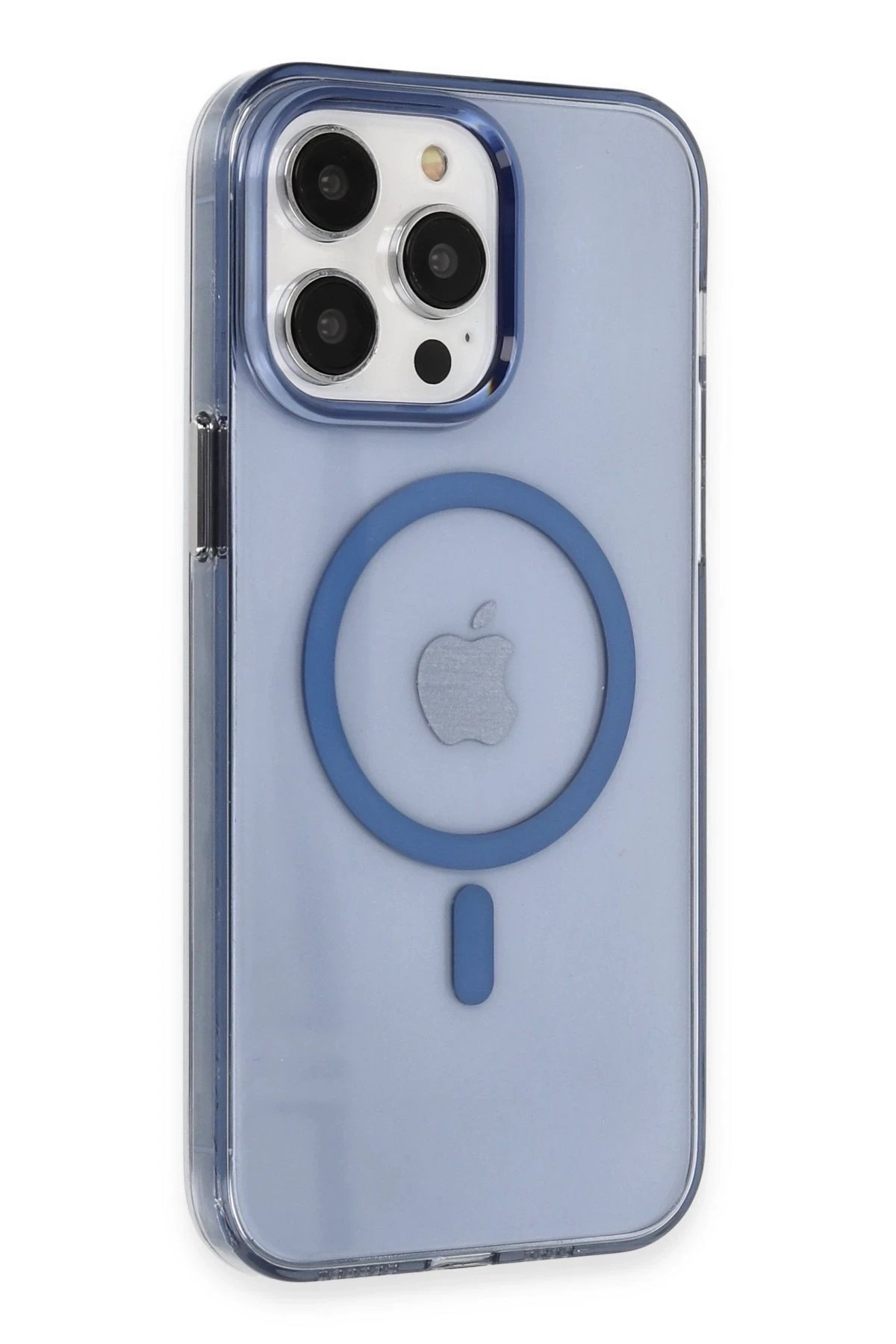iPhone 13 Pro Max Kılıf Tron Şeffaf Magsafe Kapak - Mavi-(5796)