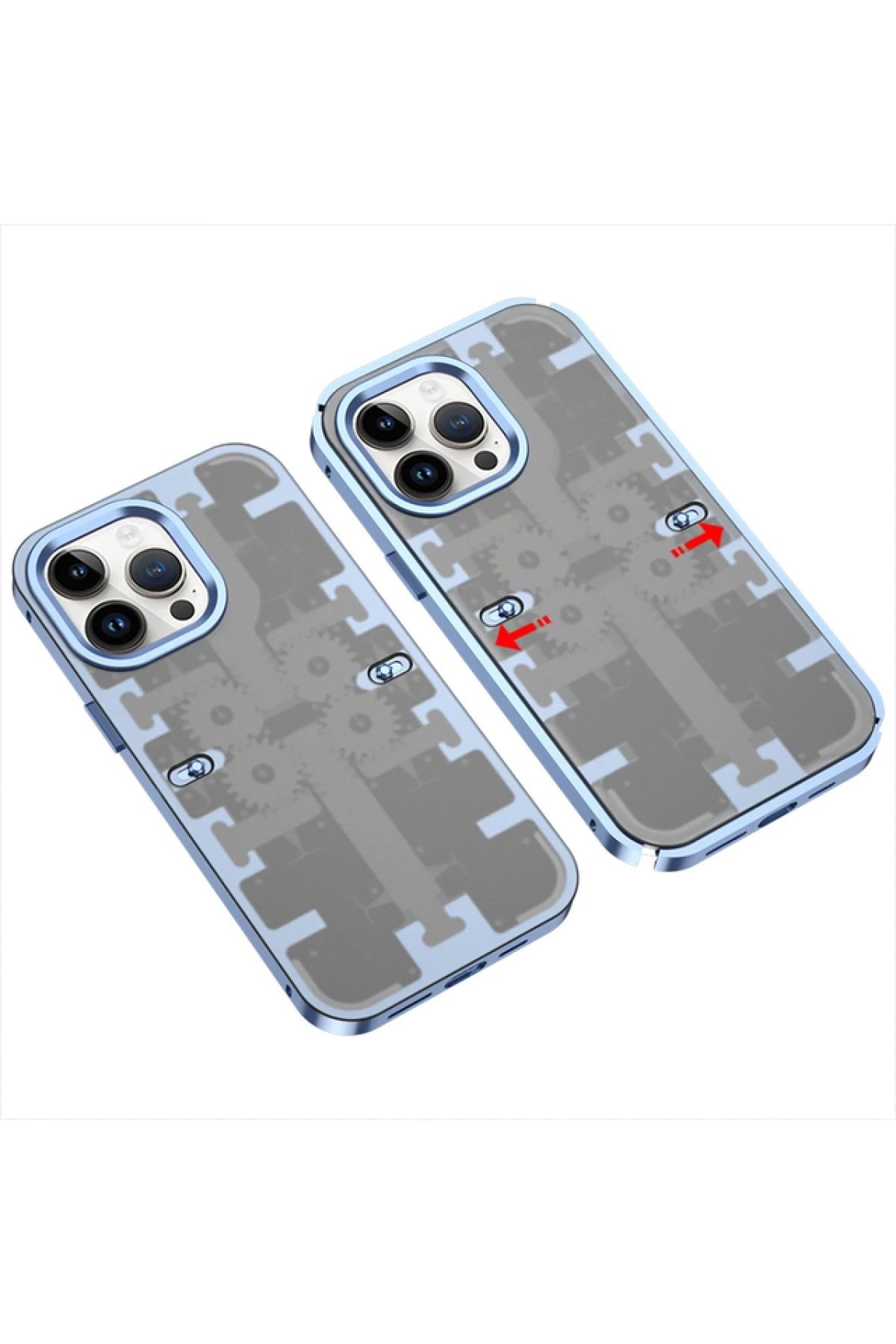 iPhone 13 Pro Kılıf Mekanik Bumper Kapak - Mavi-(5796)
