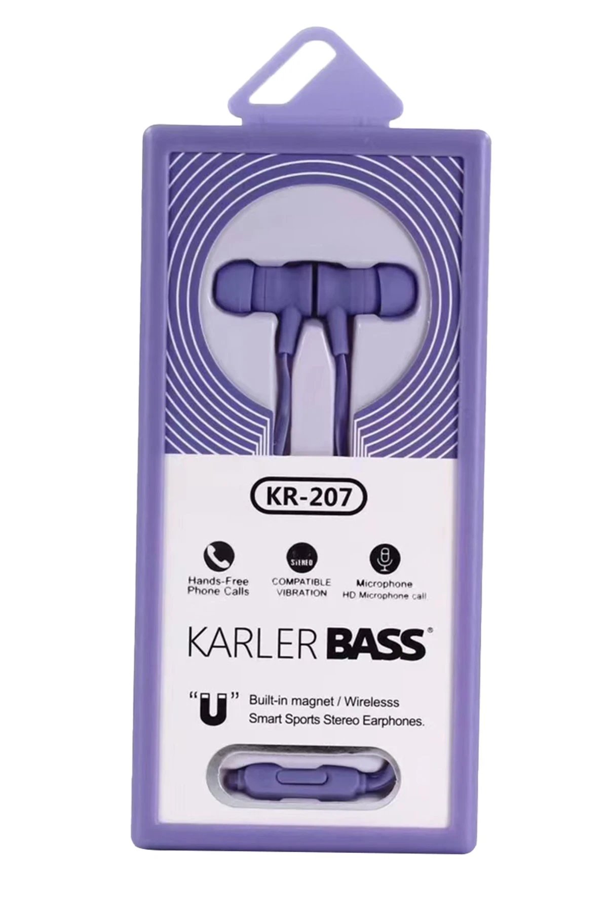 KR-207 Mıknatıslı Kablolu Kulaklık - Mor-(5796)