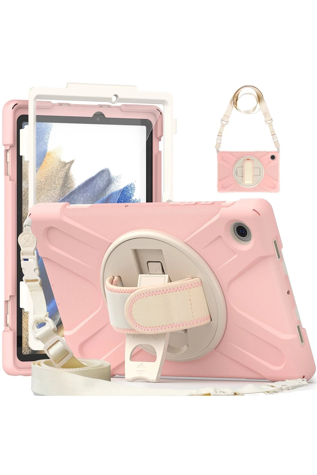 Samsung Galaxy X200 Tab A8 10.5 Kılıf Amazing Tablet Kapak - Pembe-(5796)