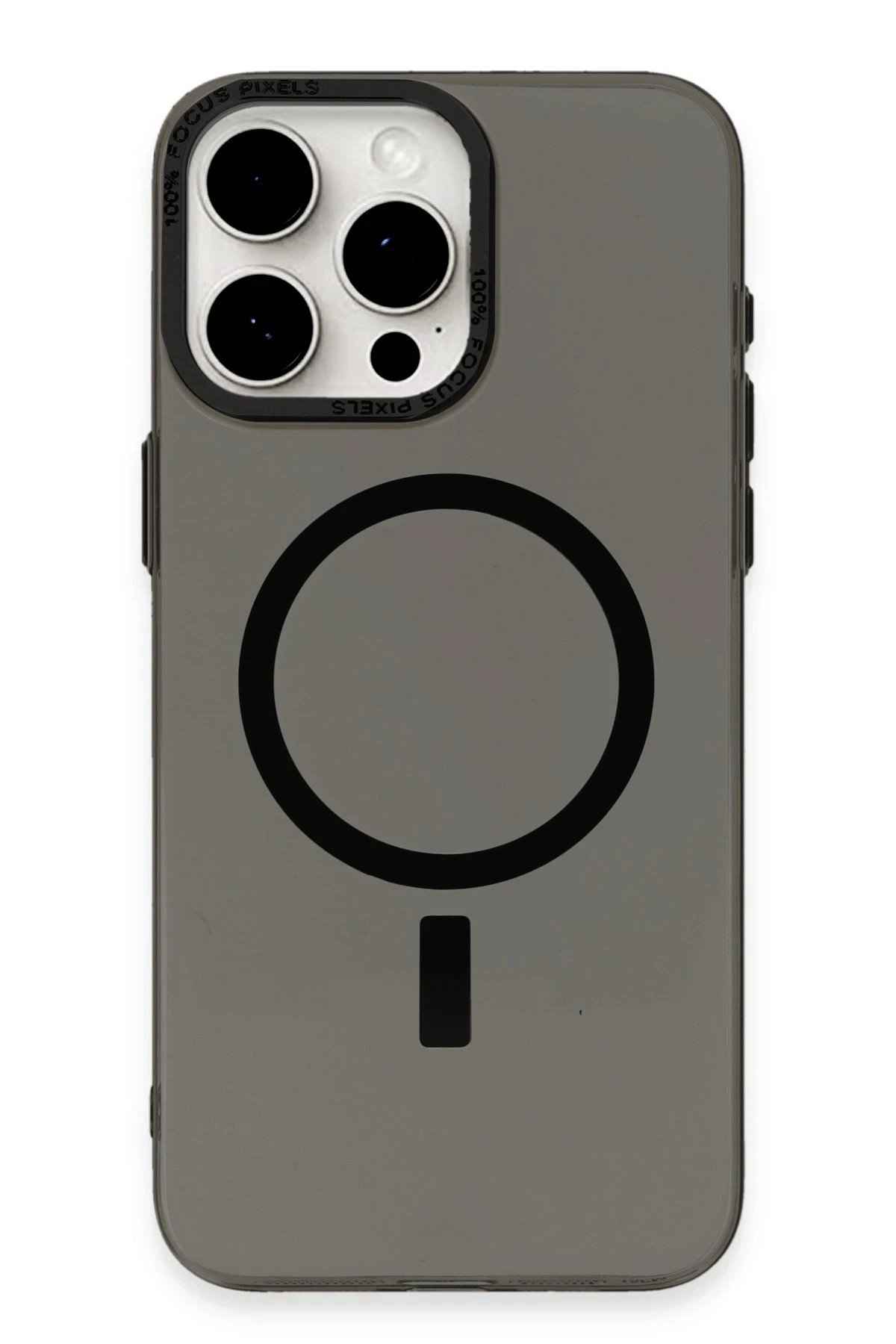 iPhone 15 Pro Max Kılıf Anka PC Magneticsafe Sert Metal Kapak - Siyah-(5796)