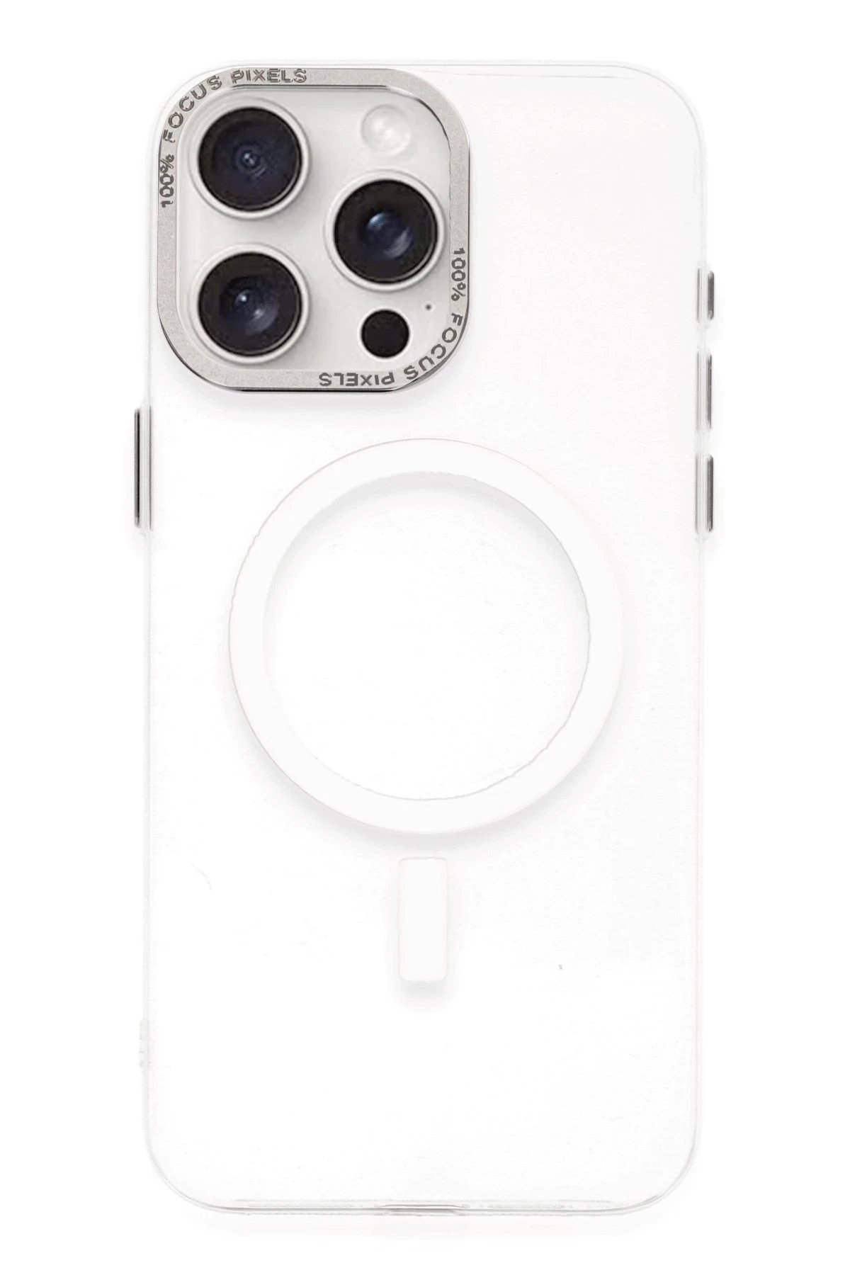 iPhone 15 Pro Max Kılıf Anka PC Magneticsafe Sert Metal Kapak - Şeffaf-(5796)