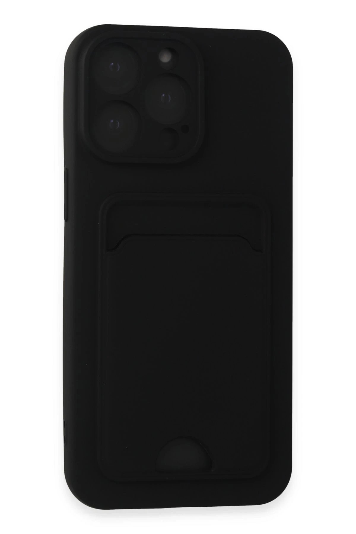 iPhone 15 Pro Kılıf Kelvin Kartvizitli Silikon - Siyah-(5796)