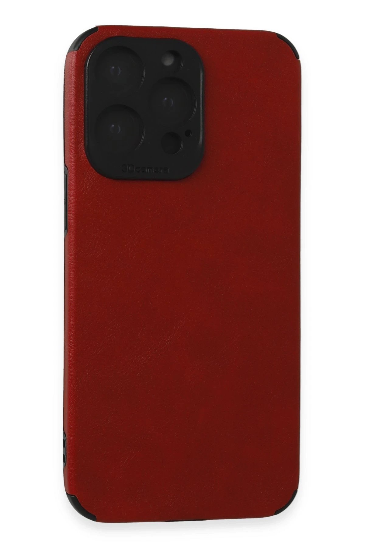 iPhone 15 Pro Kılıf Loop Deri Silikon - Kırmızı-(5796)