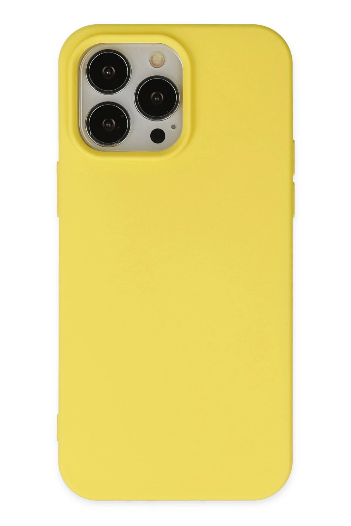 iPhone 15 Pro Kılıf Nano içi Kadife Silikon - Sarı-(5796)