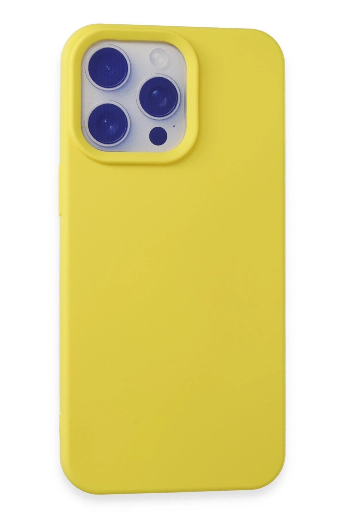 iPhone 15 Pro Max Kılıf Nano içi Kadife Silikon - Sarı-(5796)