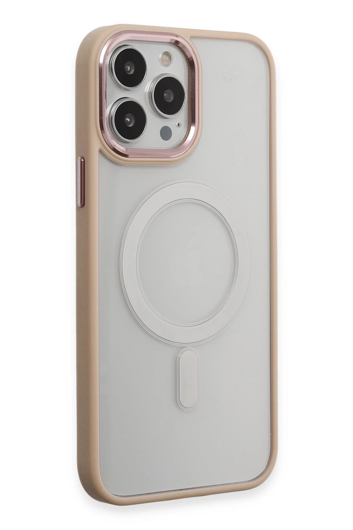 iPhone 15 Pro Max Kılıf Room Magneticsafe Silikon - Pudra-(5796)