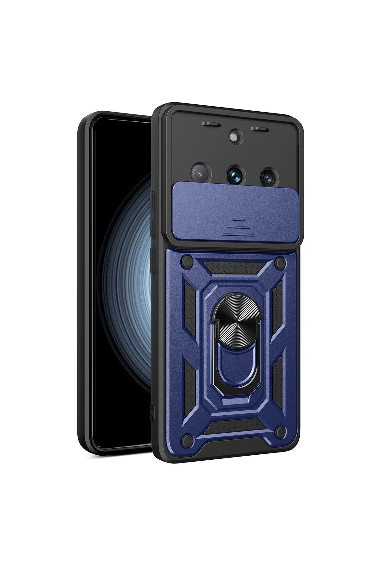 Realme 11 Pro Kılıf Pars Lens Yüzüklü Silikon - Lacivert-(5796)